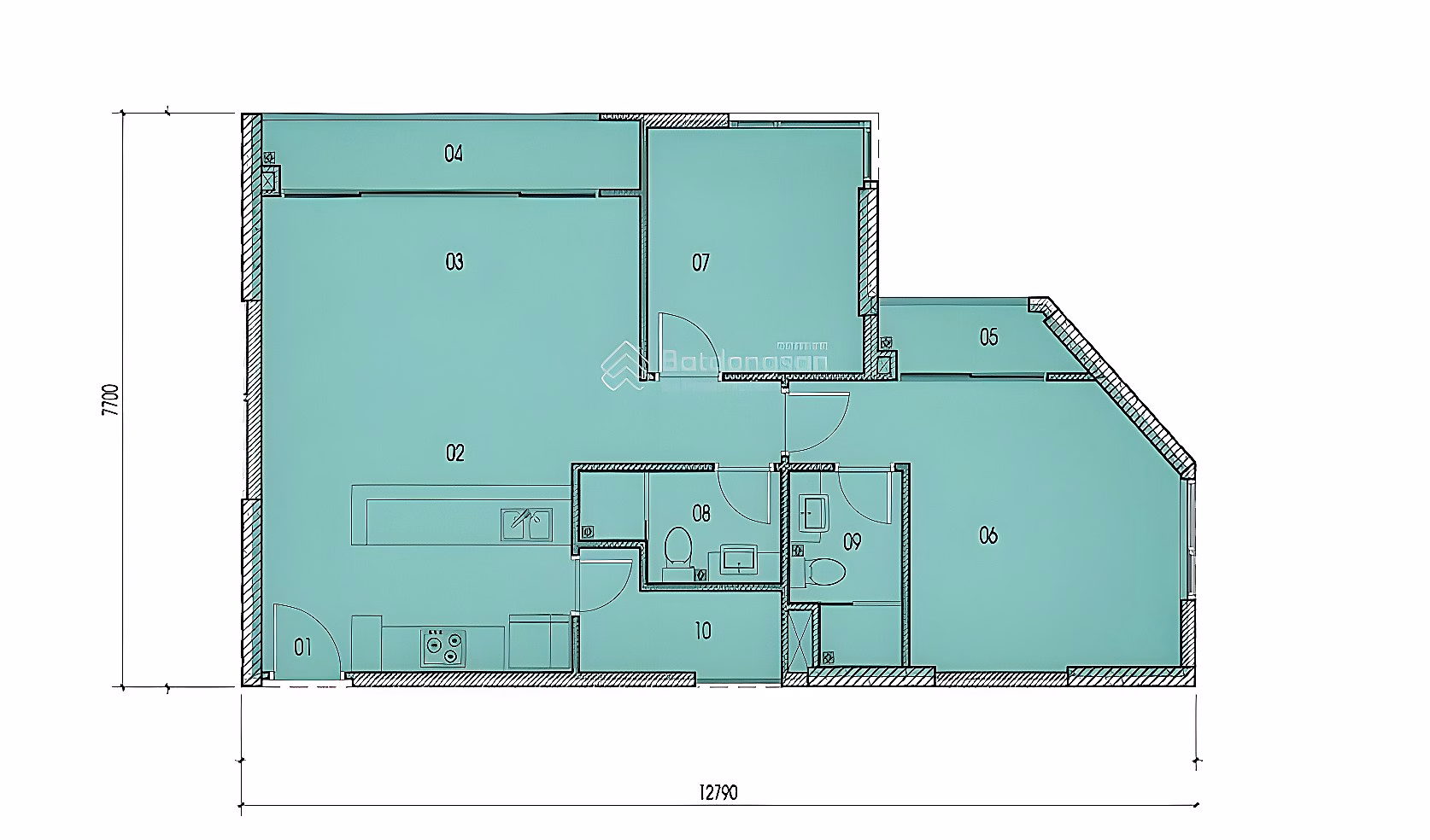 Selling 2-bedroom apartment, corner apartment B03, Thu Thiem Dragon apartment building - direct view of the park and swimming pool