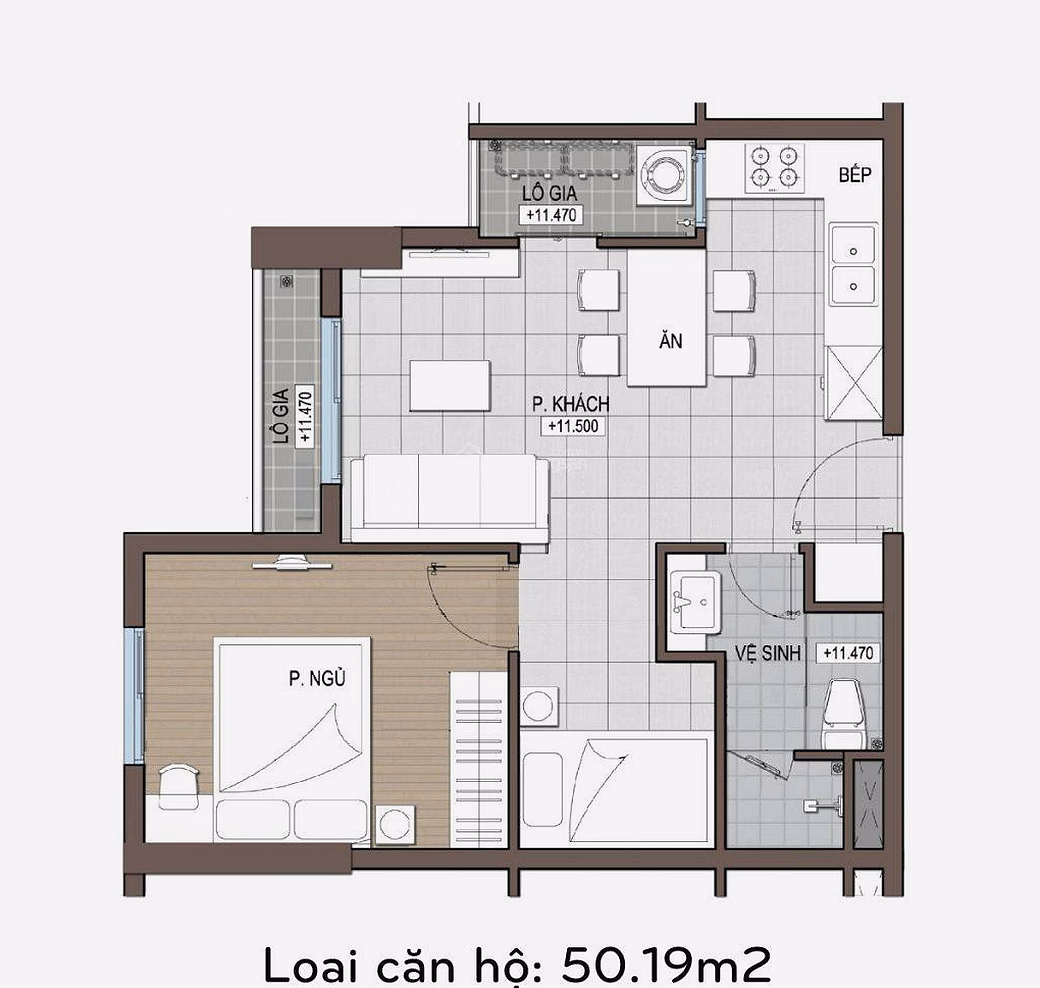 Conic Riverside apartment for rent, 2 bedrooms 1W, empty house, price 7 million/month***