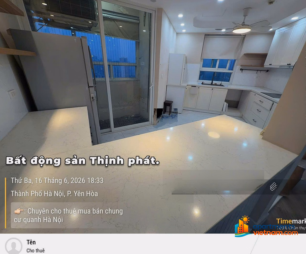 Apartment for rent in Trung Hoa Nhan Chinh, 3 bedrooms, fully furnished, 153m², price only 18 million/month