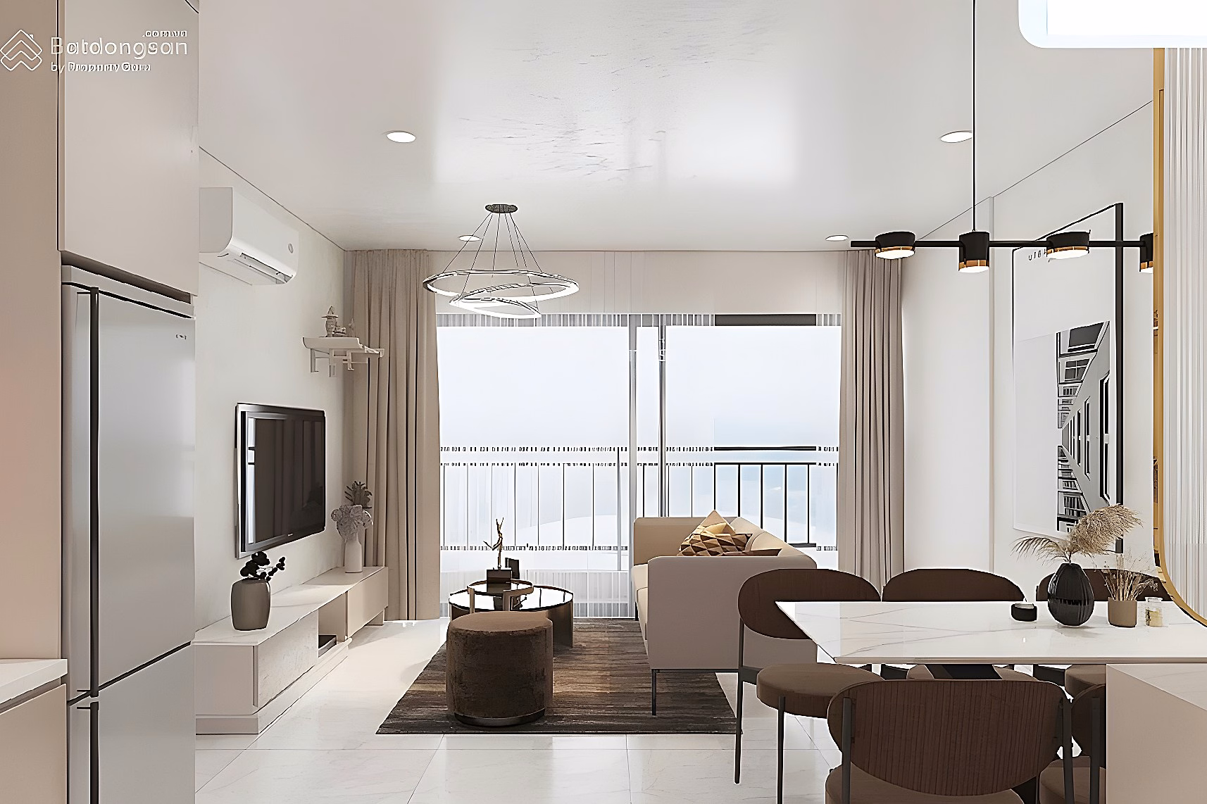 Newton Residence luxury apartment for rent, 100m2, 3 bedrooms, 2 bathrooms, fully furnished, price 23 million/month
