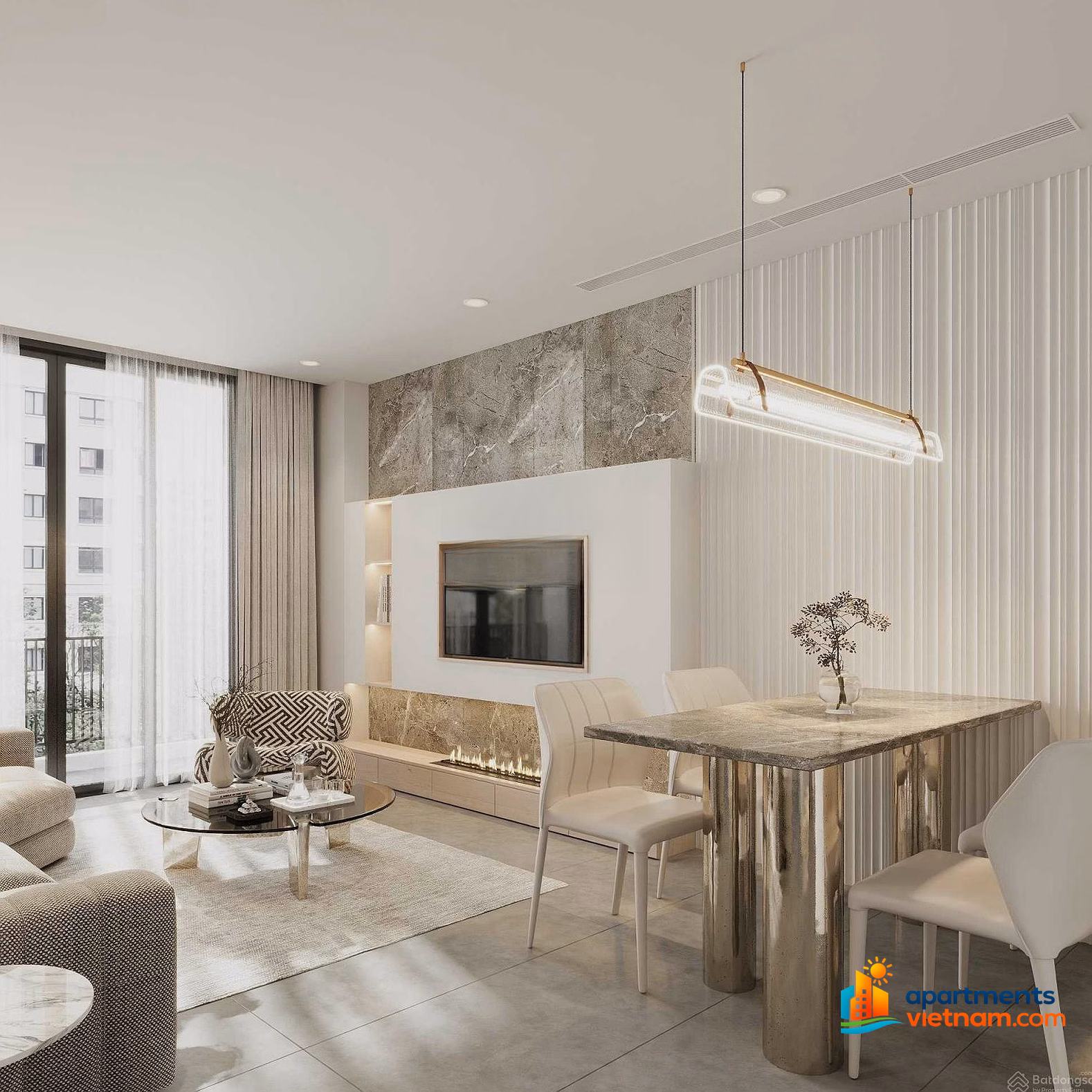 2 bedroom corner apartment for rent, fully furnished, Han river view, newly handed over by SAM Towers
