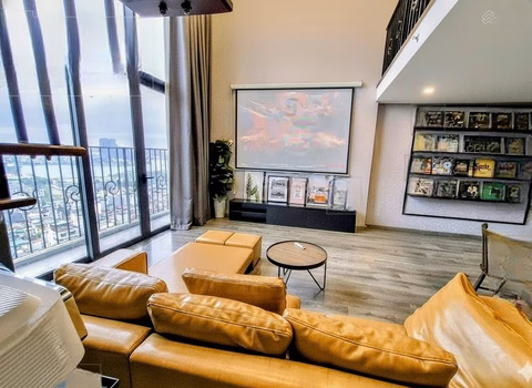 Duplex apartment for rent with 1 bedroom overlooking Nhat Tan bridge, PentStudio project - 699 Lac Long Quan (contact: 0349 511 ***)