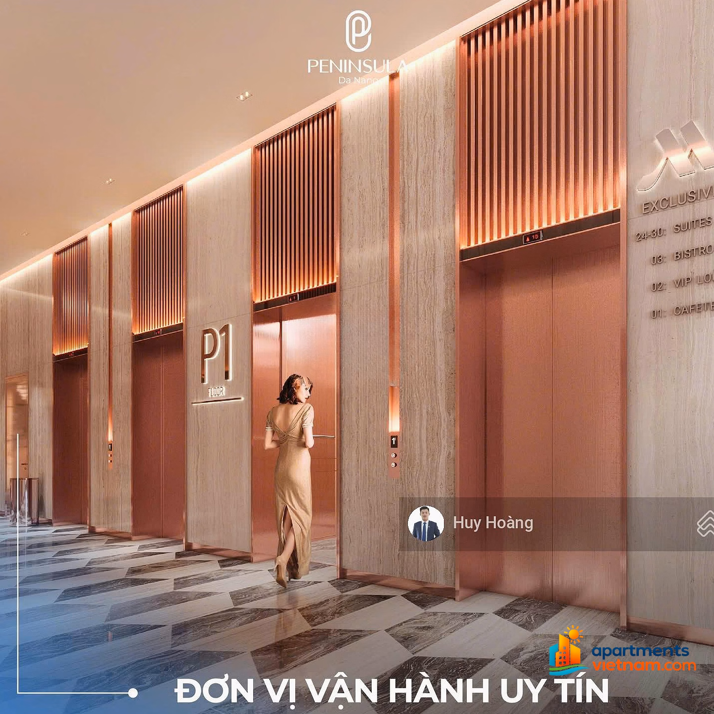 Peninsula Da Nang 2-bedroom apartment, luxury living space along the Han River, high floor with beautiful view and bargain price