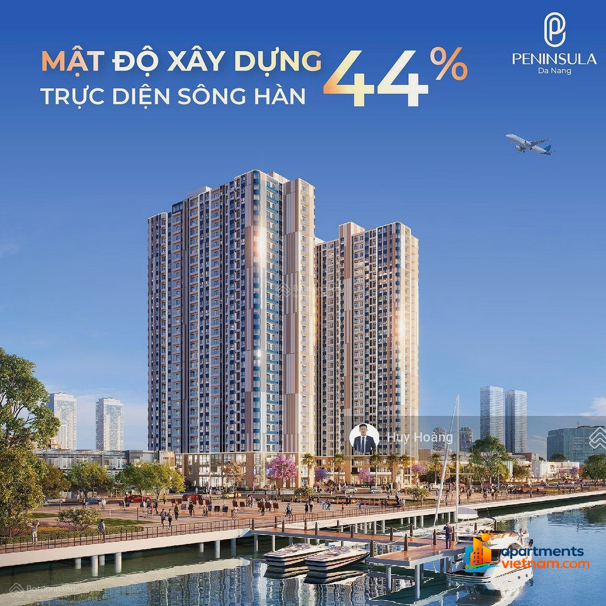 Peninsula Da Nang 2-bedroom apartment, luxury living space along the Han River, high floor with beautiful view and bargain price