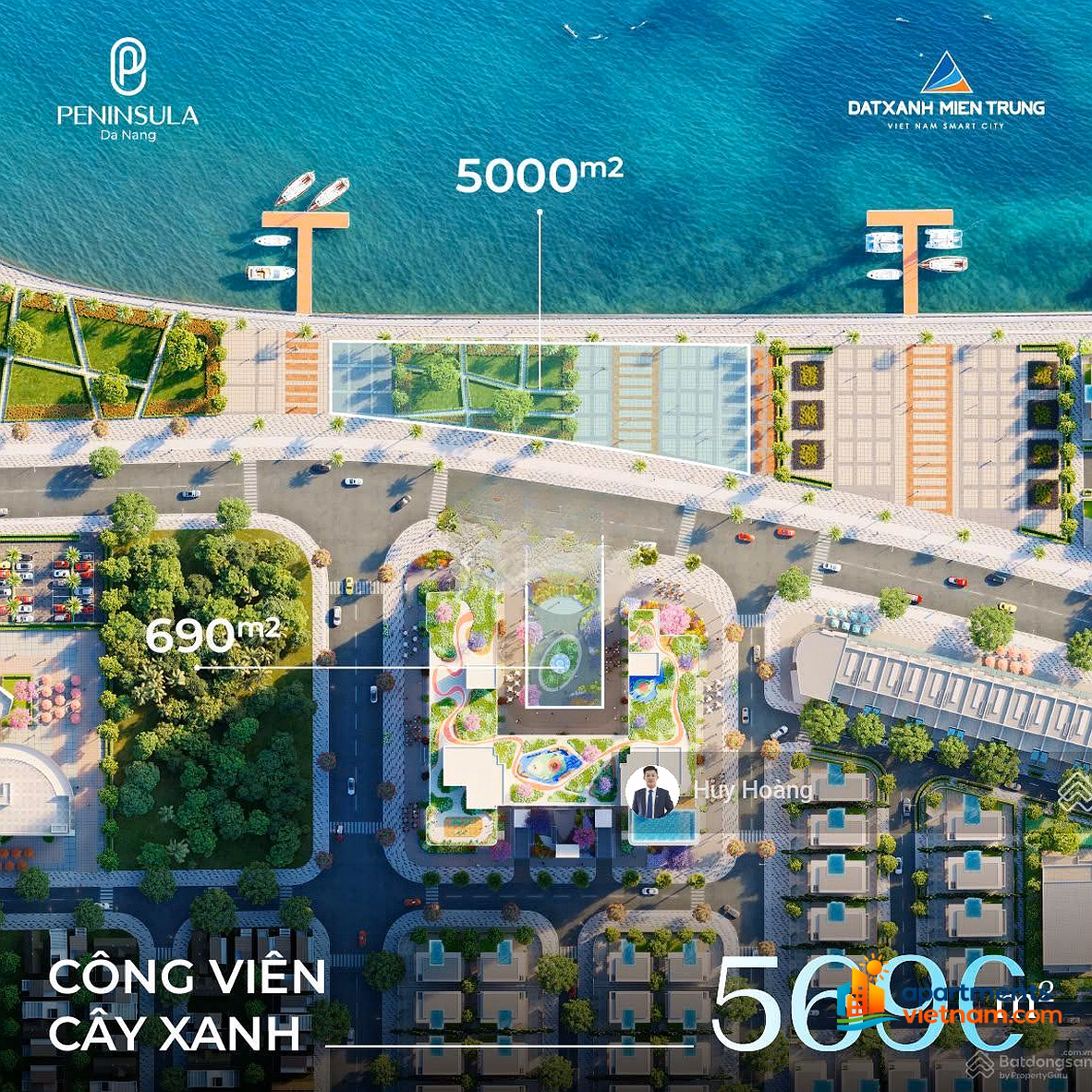 Peninsula Da Nang 2-bedroom apartment, luxury living space along the Han River, high floor with beautiful view and bargain price