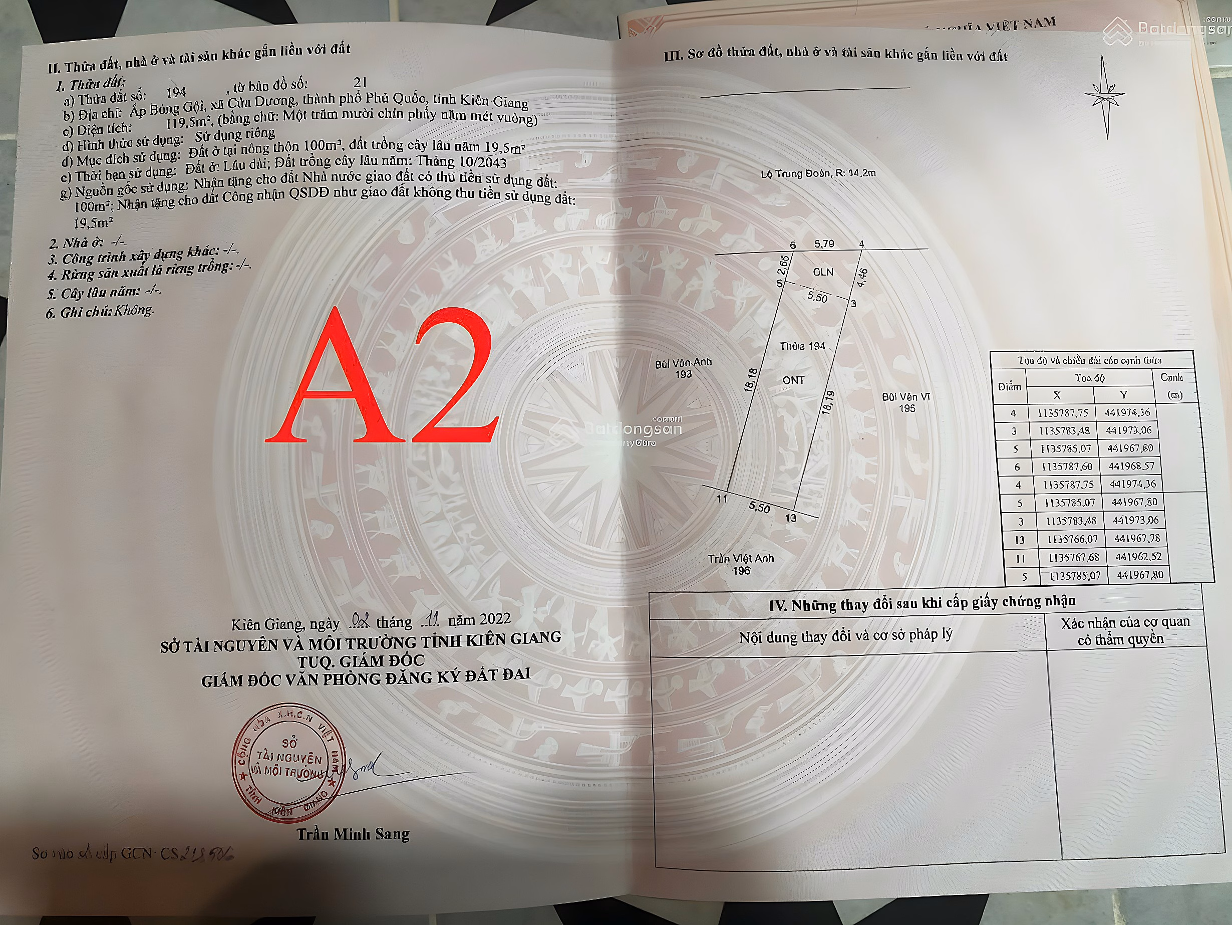 Selling 120m² residential plot fronting Trung Doan street, good price only 2.2 billion
