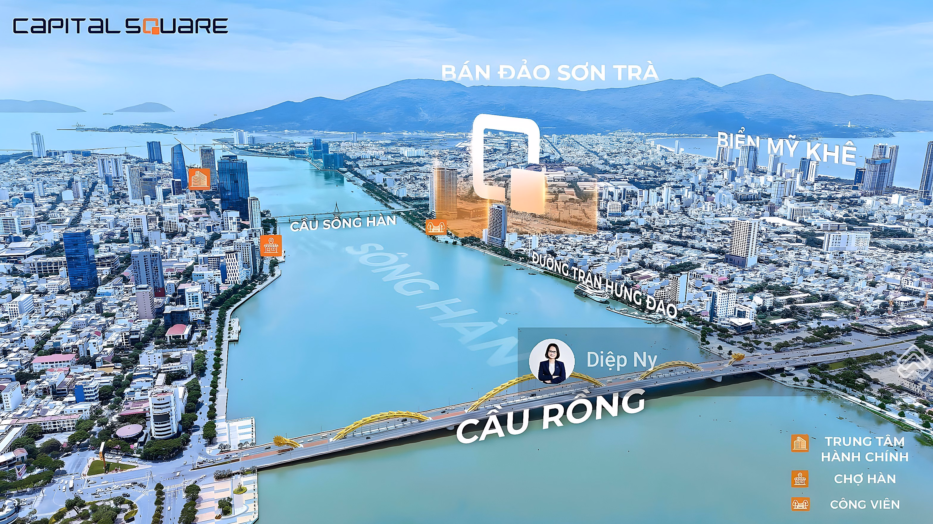 Super hot 1 bedroom+ apartment fund - Capital Square fronting Han River - close to Vincom Da Nang