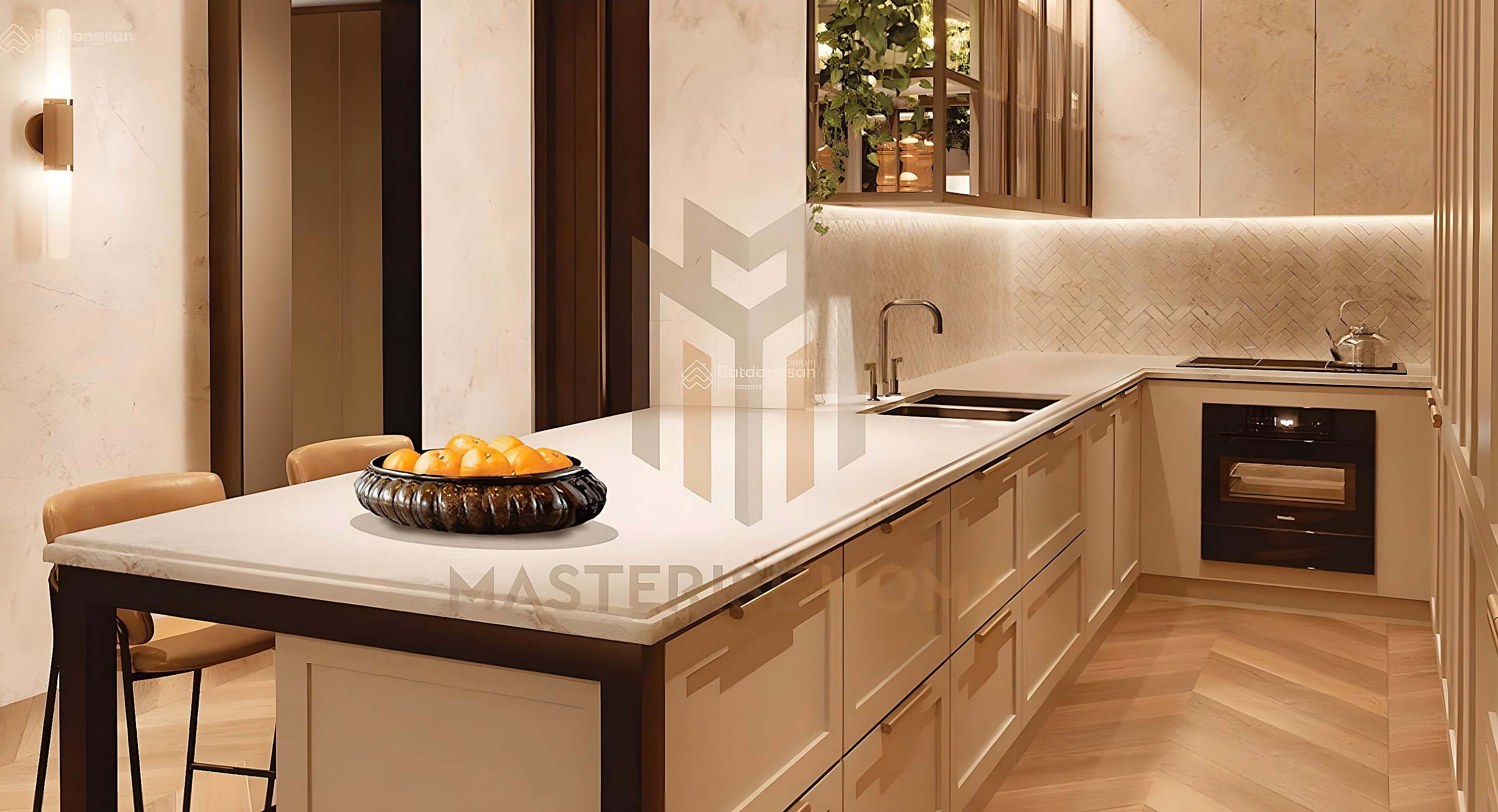 2 bedrooms for rent, fully furnished, 6* from Italy. Area 151m2 - apartment with extremely beautiful arc design