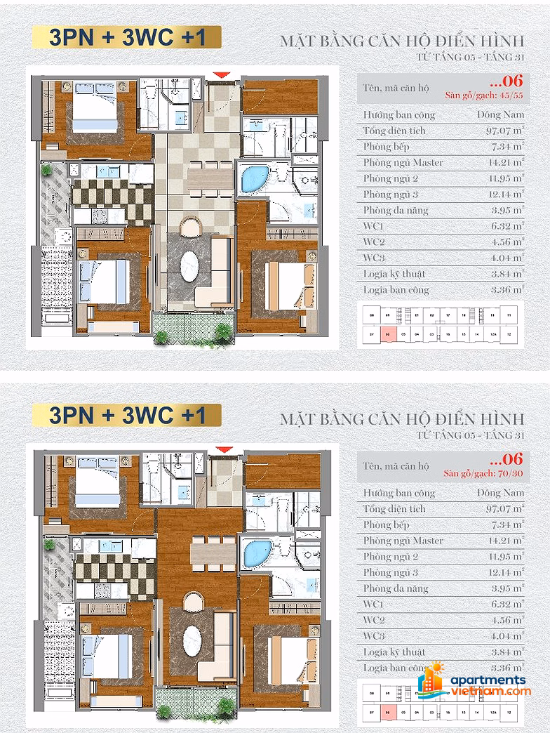 The owner is selling 1906 3 bedrooms 97m² Southeast, cheap price, most beautiful floor, quickly