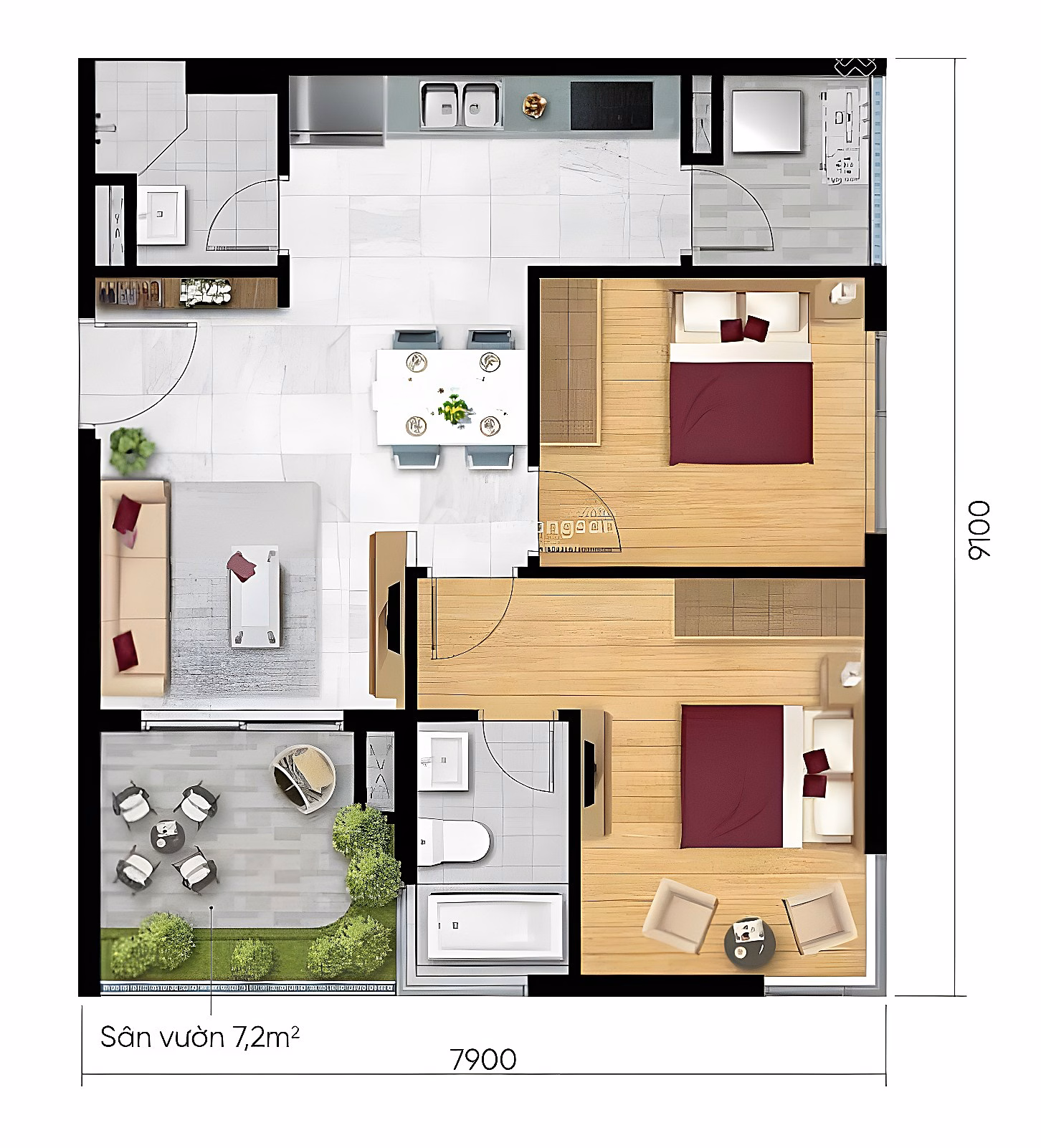 Urgent sale of Garden D - Aqua apartment 71m2, balcony 8m2 Southeast, beautiful floor, cheap price 4.85 billion. 0906 435 ***