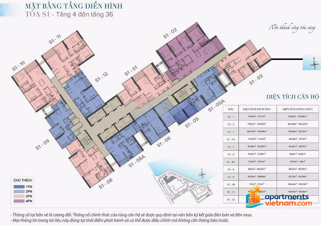 Selling Vinhomes Skylake 1 bedroom 6.25 billion; 2 bedrooms 8.1 billion; 3 bedrooms 11.6 billion; 4 bedrooms 19.5 billion; Skyvilla atrium
