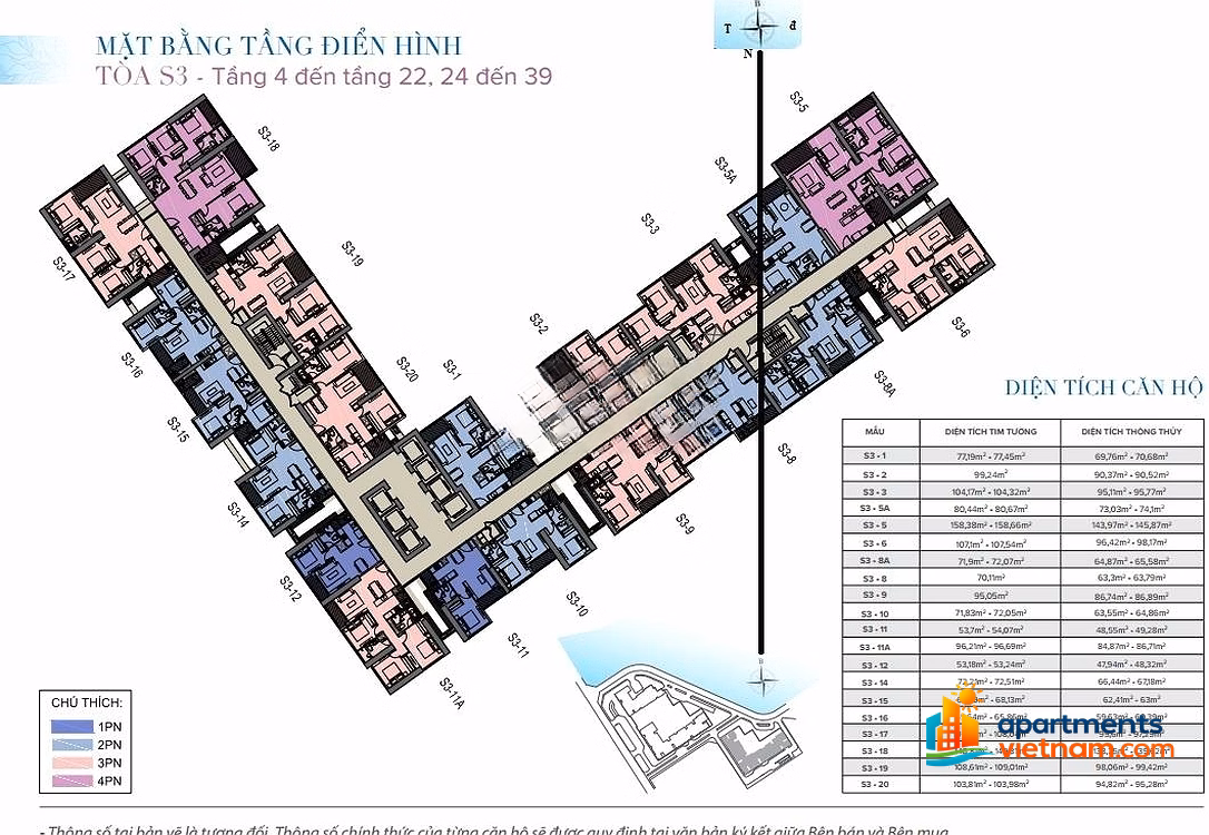 Selling Vinhomes Skylake 1 bedroom 6.25 billion; 2 bedrooms 8.1 billion; 3 bedrooms 11.6 billion; 4 bedrooms 19.5 billion; Skyvilla atrium