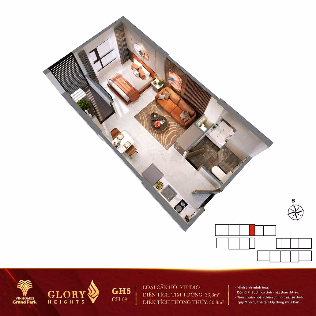 Hot! Studio Glory Heights Best Price | Vinhomes Grand Park