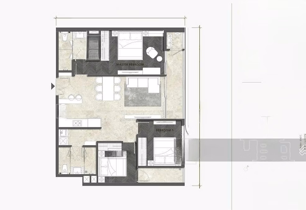3-bedroom apartment with river view and sea view, high floor, high-class living standards for successful young families