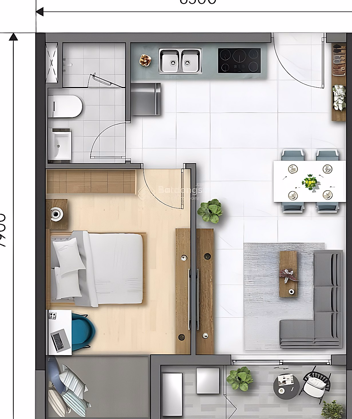 Selling a 1 bedroom 48m2 high floor apartment for only 3.35 billion, the cheapest in D Aqua. Contact: 0906 435 ***