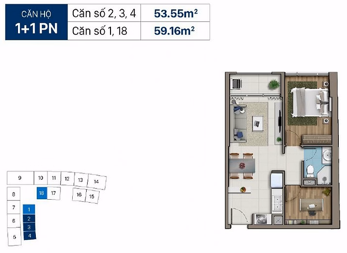 Selling 2 bedroom, 1 bathroom apartment, original apartment 54m2 at Saigon Royal Residence, price 7.35 billion