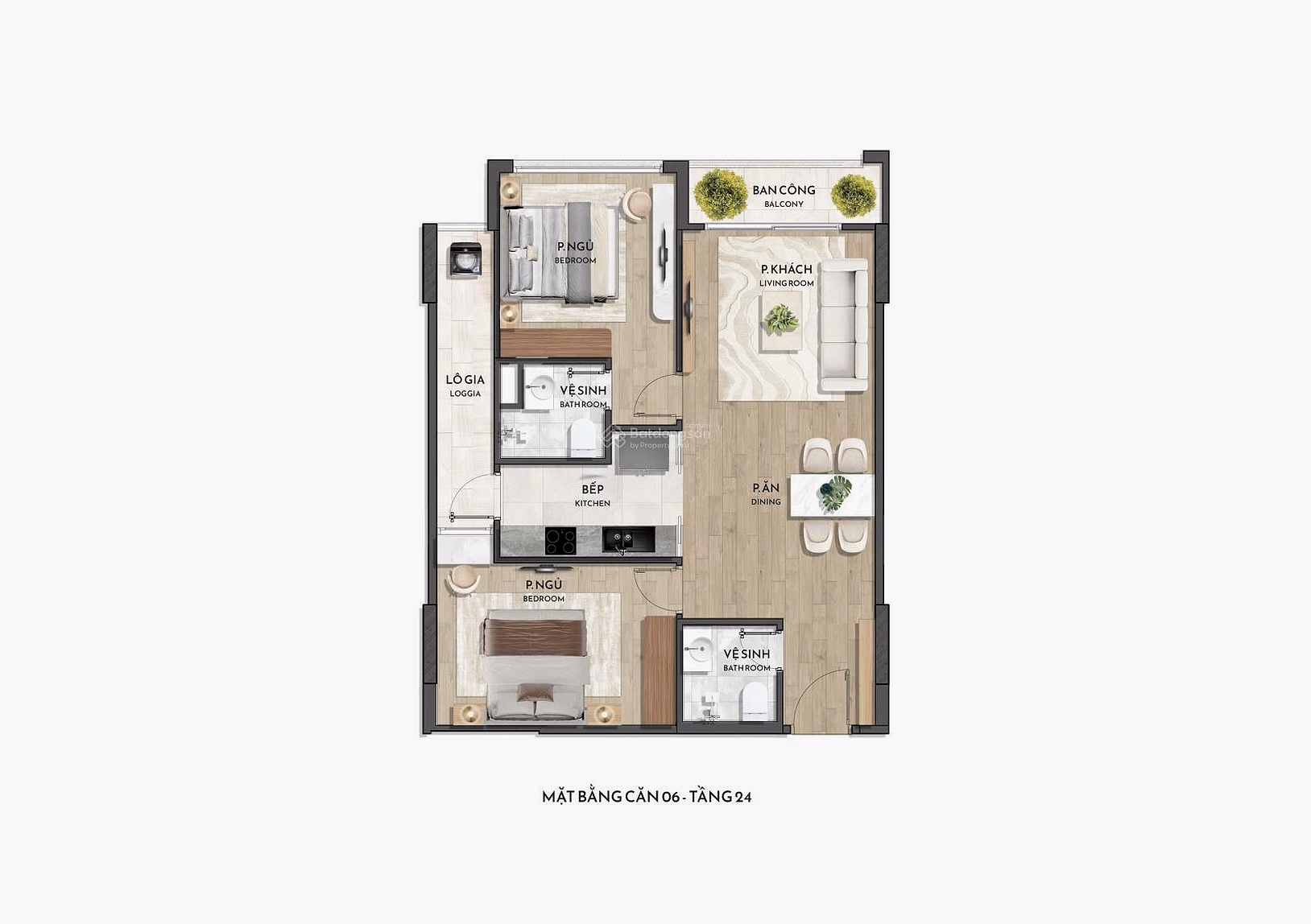 Selling beautiful apartment in Jade Square, loss-making price, 72m², 2 bedrooms, 2 bathrooms, full furniture