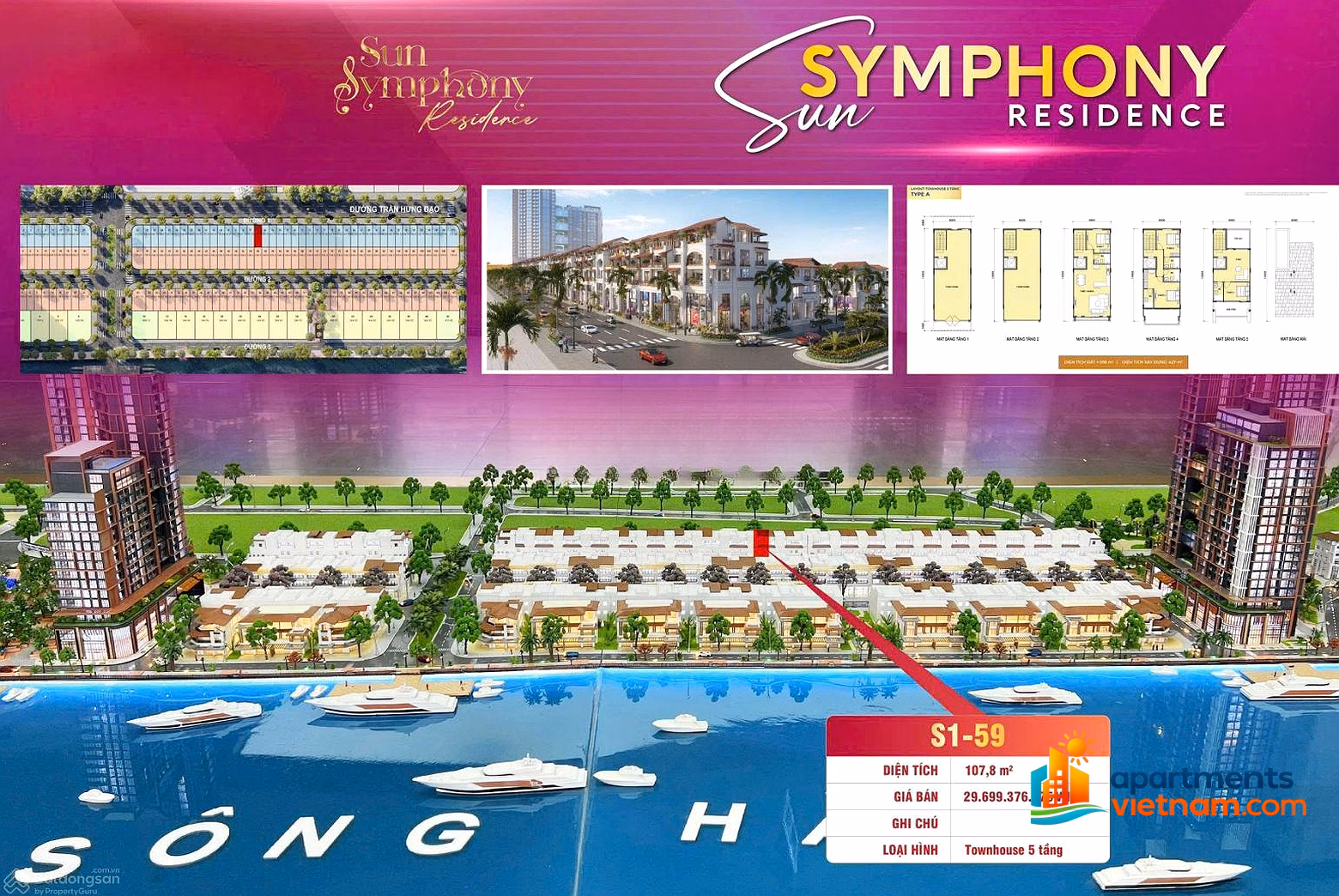 Super product 2 bedroom apartment S11221 with Han river view, Symphony Da Nang project