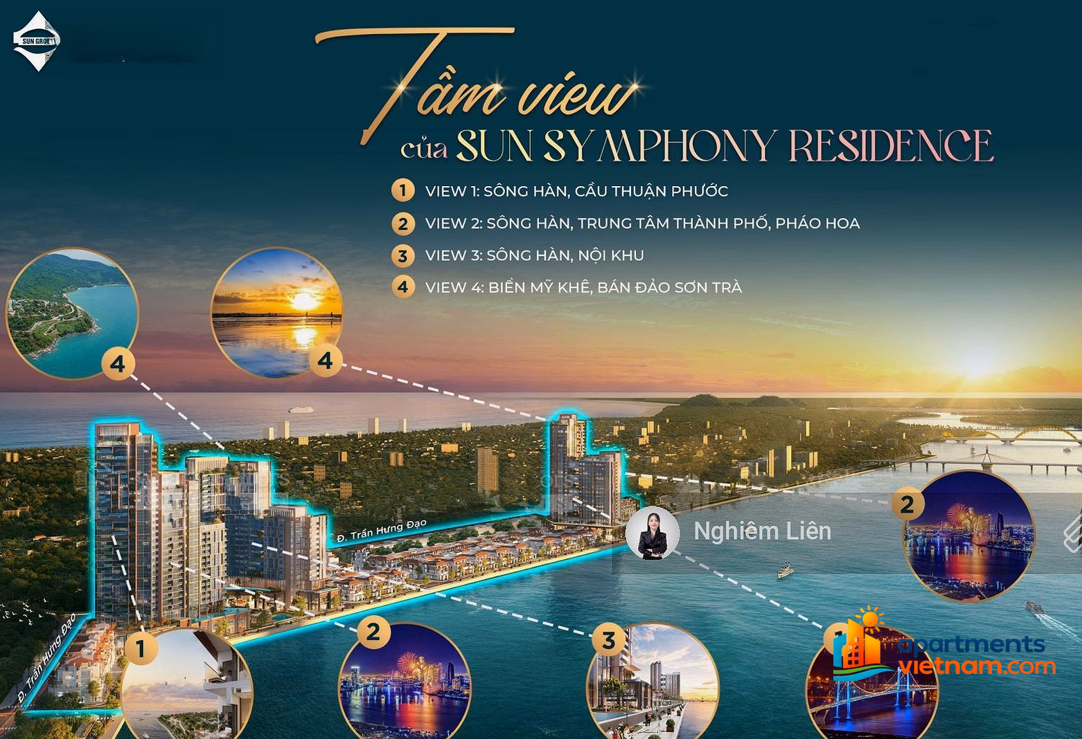 12.2 Billion VND – Corner Duplex with River View at Sun Symphony, Da Nang – Red Book Ready, Direct Price from Sun Group