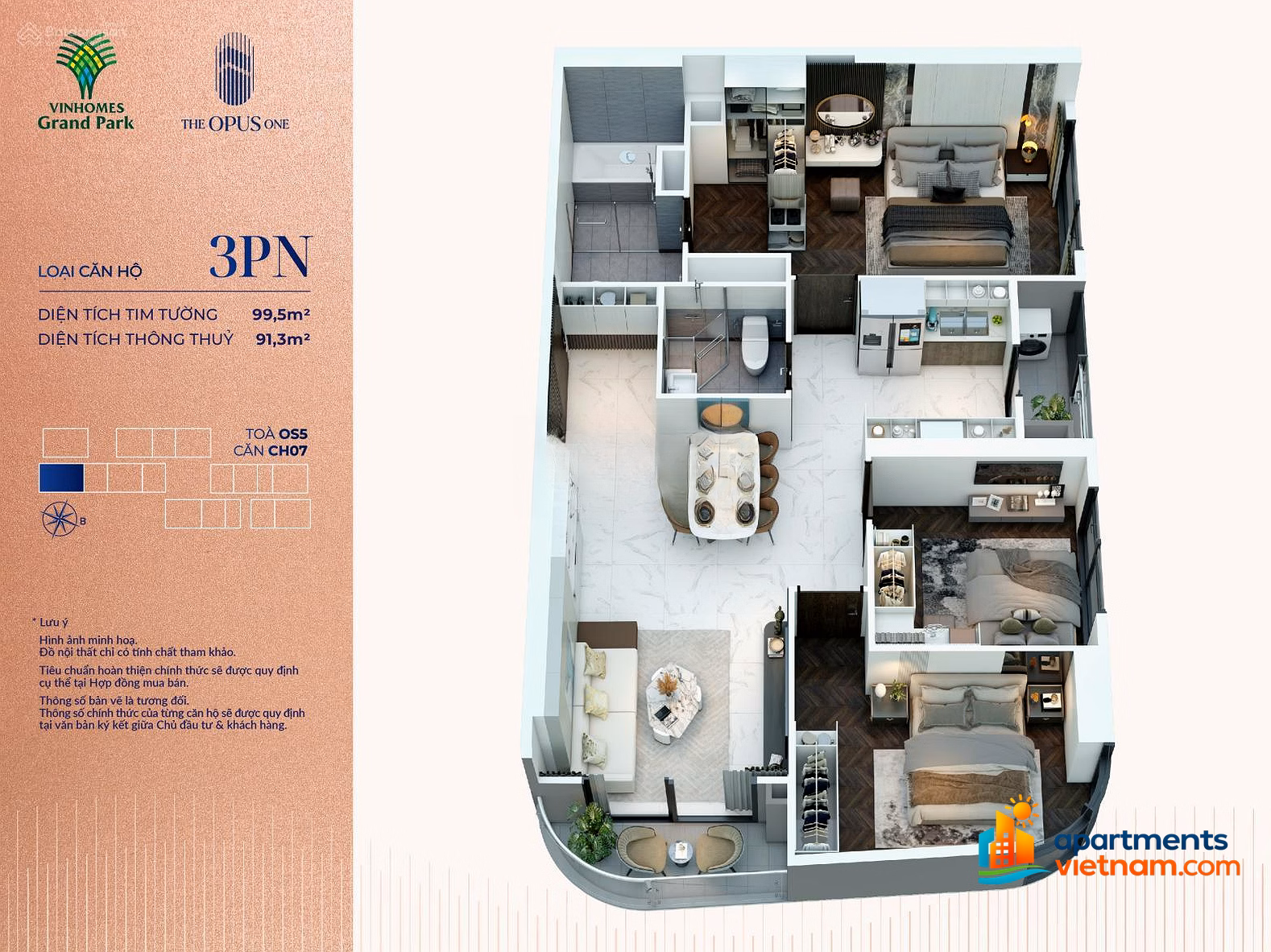 Beautiful Units June 2026: 1-3 Bedroom Opus One - Vinhomes Grand Park. 14% Discount, 650 Million Reduction, 51-Month Loan Support