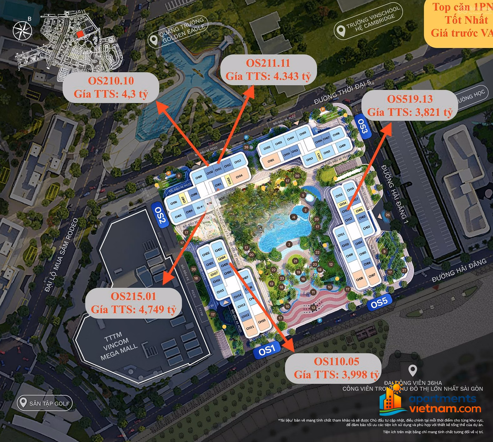 Beautiful Units June 2026: 1-3 Bedroom Opus One - Vinhomes Grand Park. 14% Discount, 650 Million Reduction, 51-Month Loan Support
