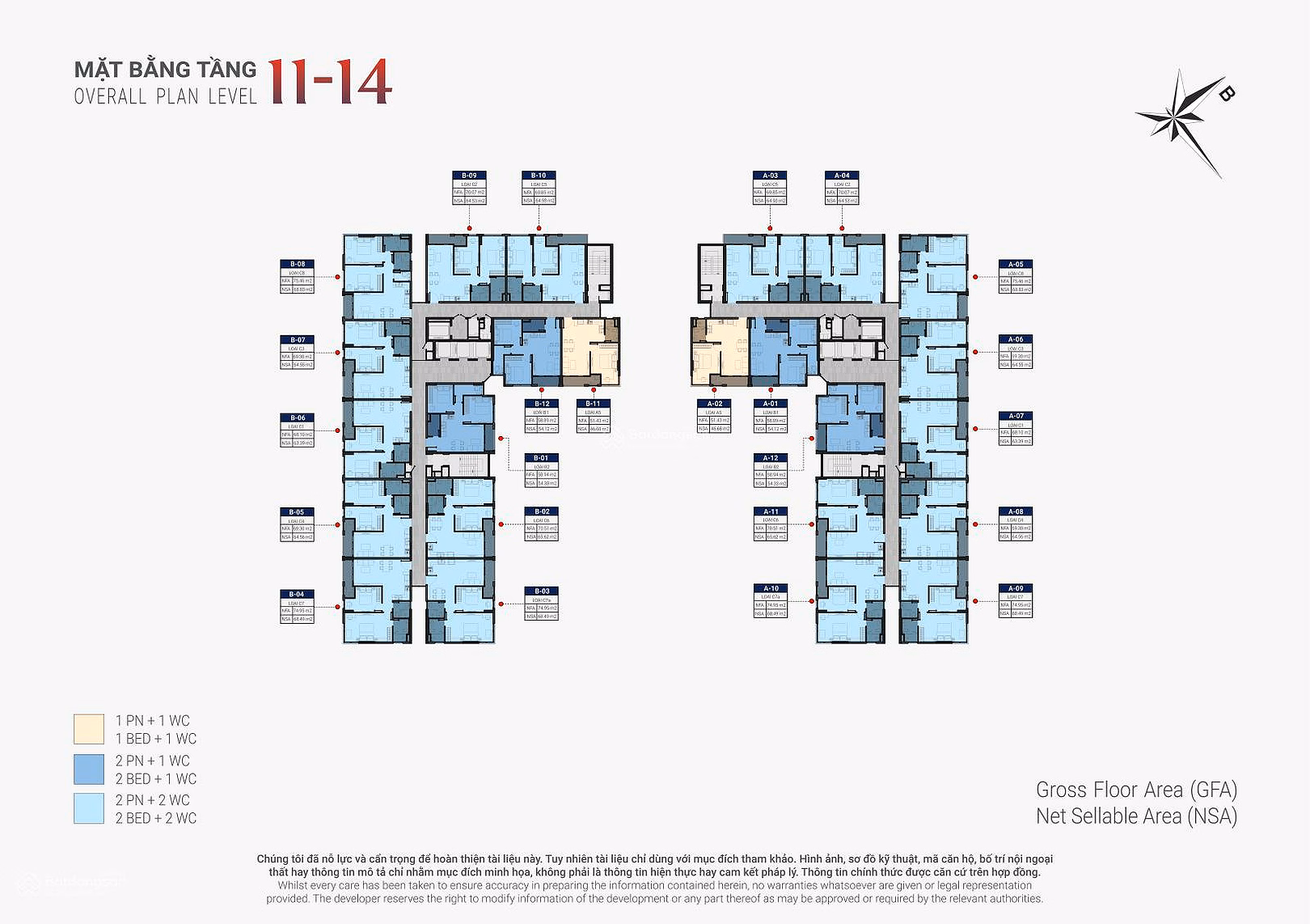 Transferring Happy One Sora 2026 apartment, payment according to schedule, area 70m2, price 48 million/m2