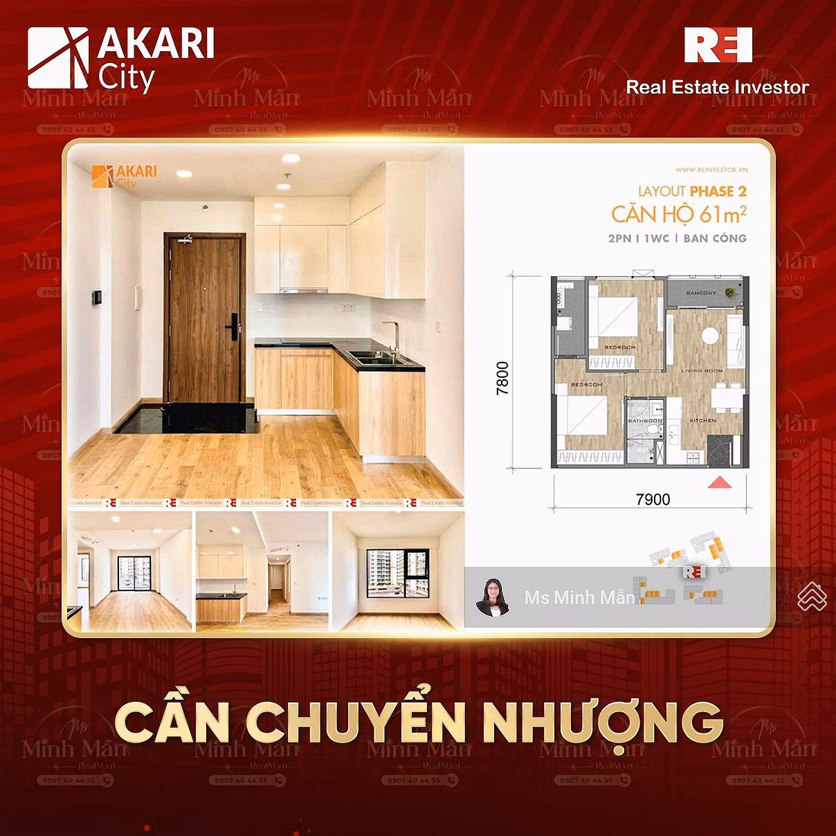 Selling Akari City apartment, 2 bedrooms fully furnished, live in or exploit for rent immediately, with pink book available