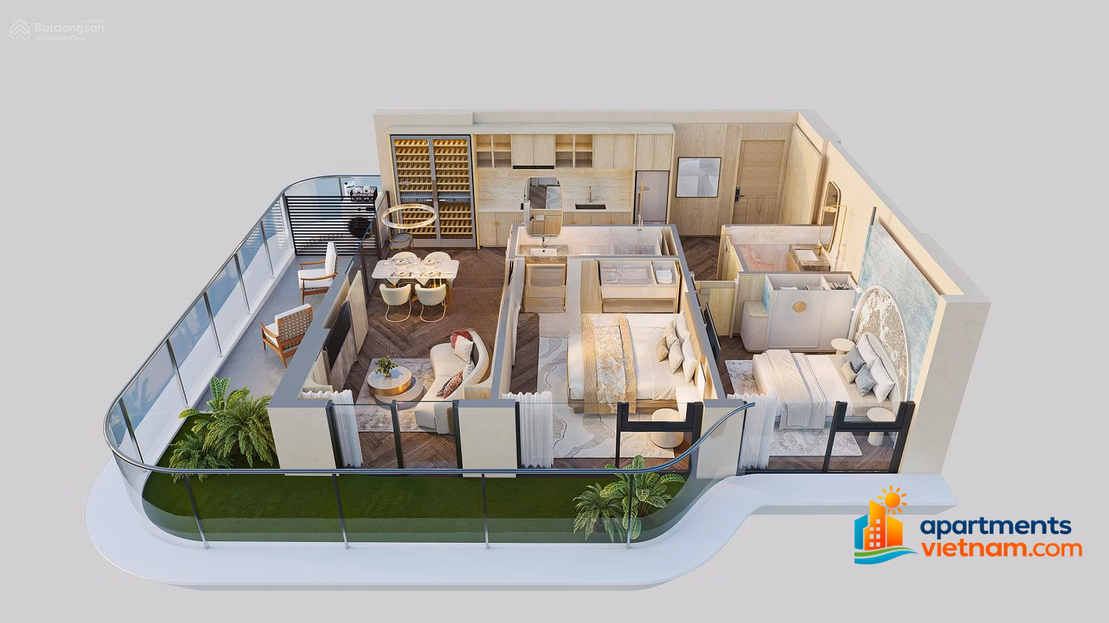 Exclusive corner apartment with private garden at Rivea Hanoi, 2 bedrooms, 69.99m2, Southeast direction, Park view