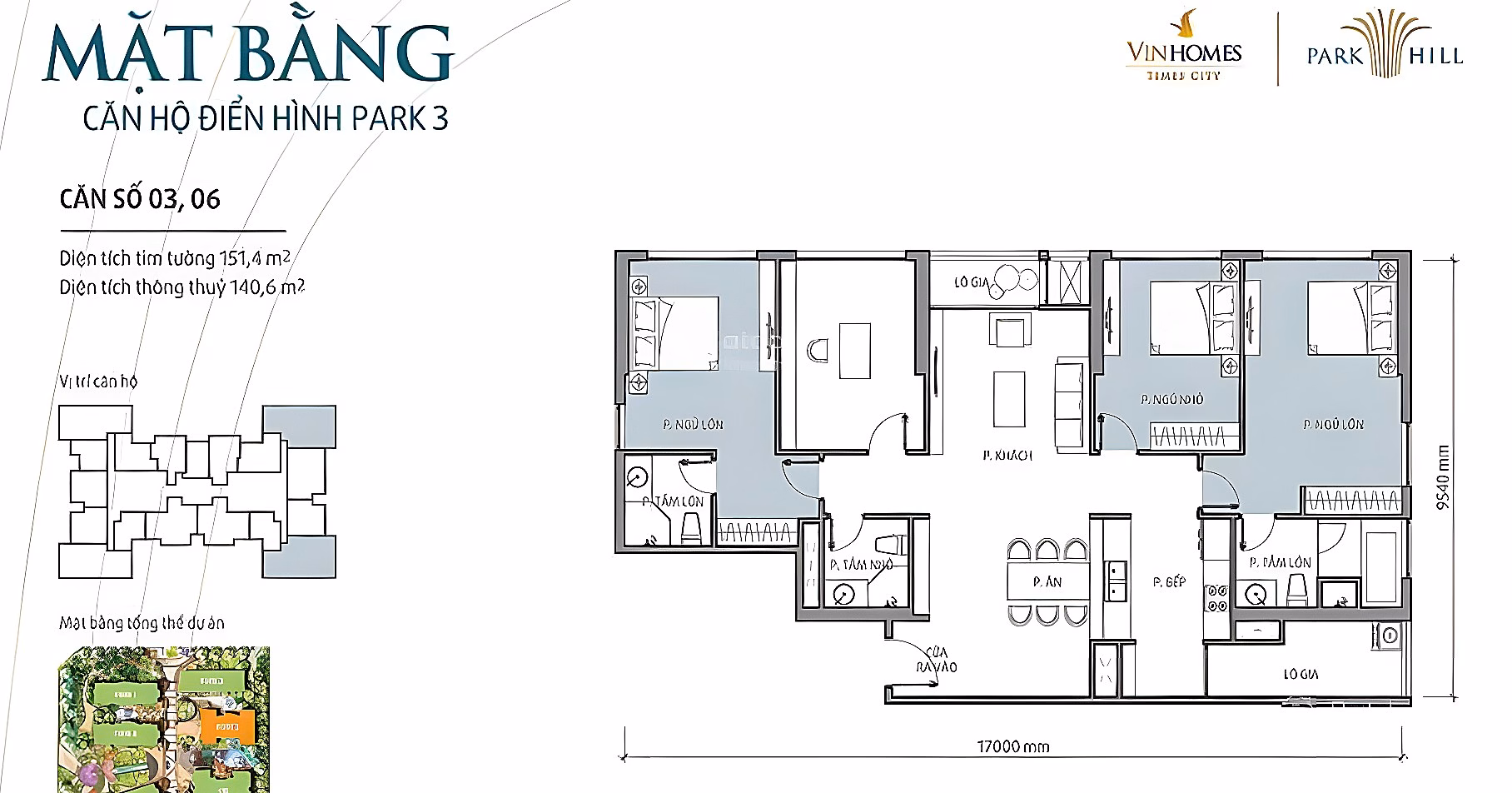 Selling 04-bedroom apartment in building P3 - Times City - Area: 151m2 Corner apartment NE, NE - Market price