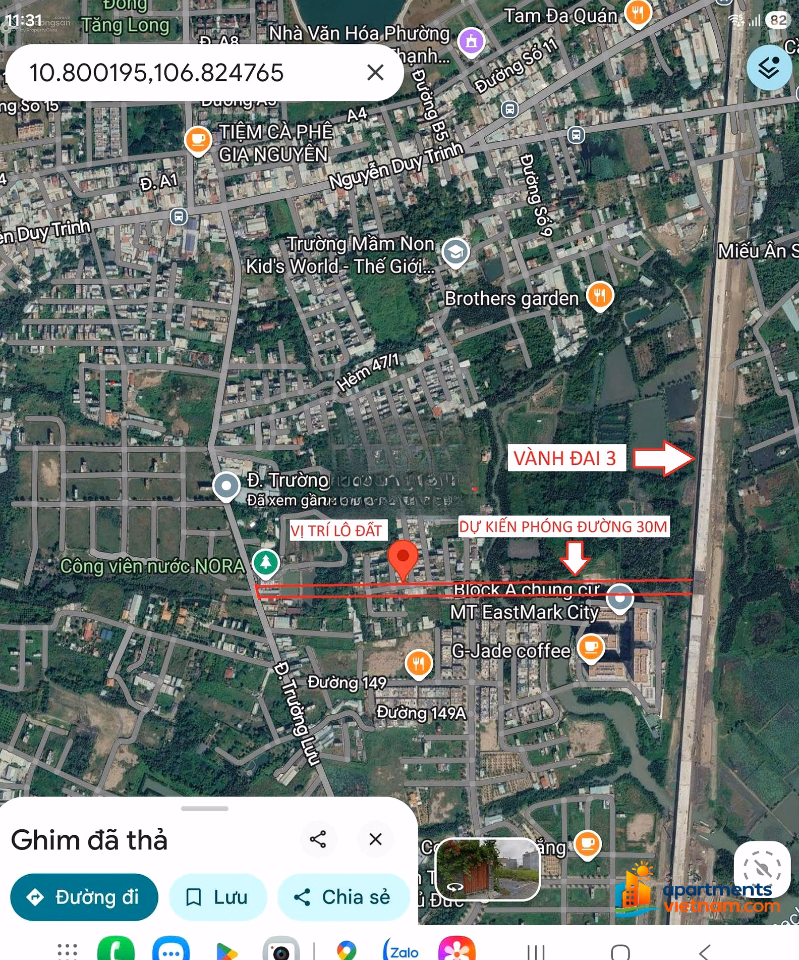 The owner sells land 5.7m across Long Truong Ward, Ho Chi Minh City