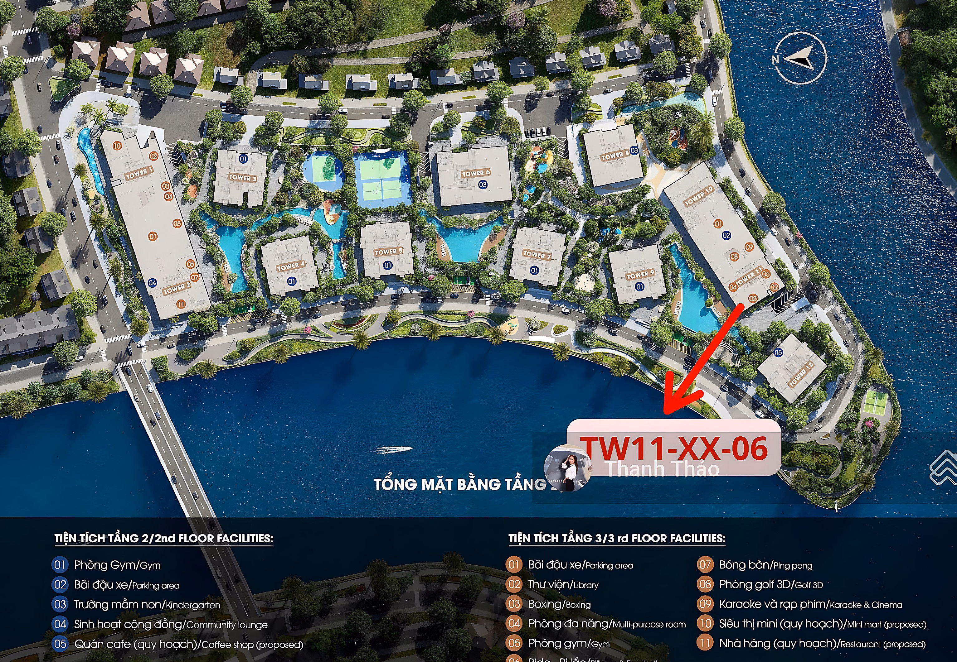 Open sale of The Privé, 15th floor, 2-bedroom apartment facing East, 8.5 billion including VAT and PBT, standard 9 billion, bank loan 9.5 billion
