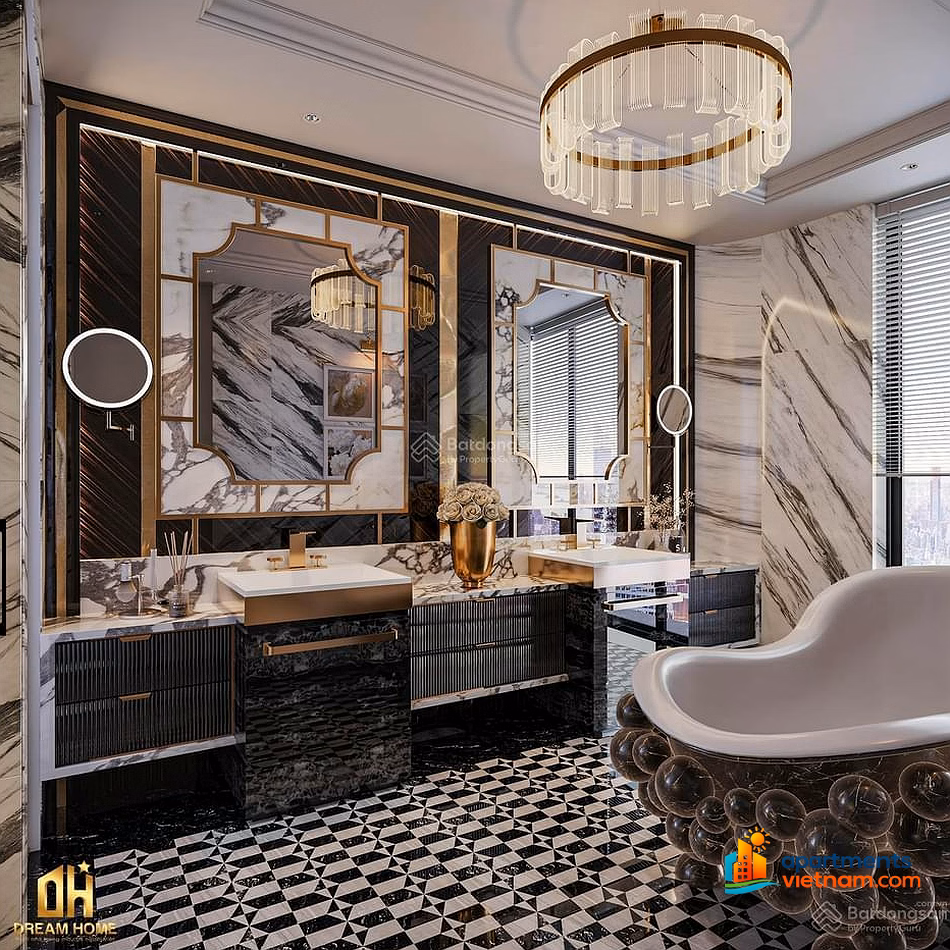 The owner offers to sell a Duplex apartment of 252m2, 5 bedrooms, full beautiful furniture, middle floor with west lake view at Han Jardin