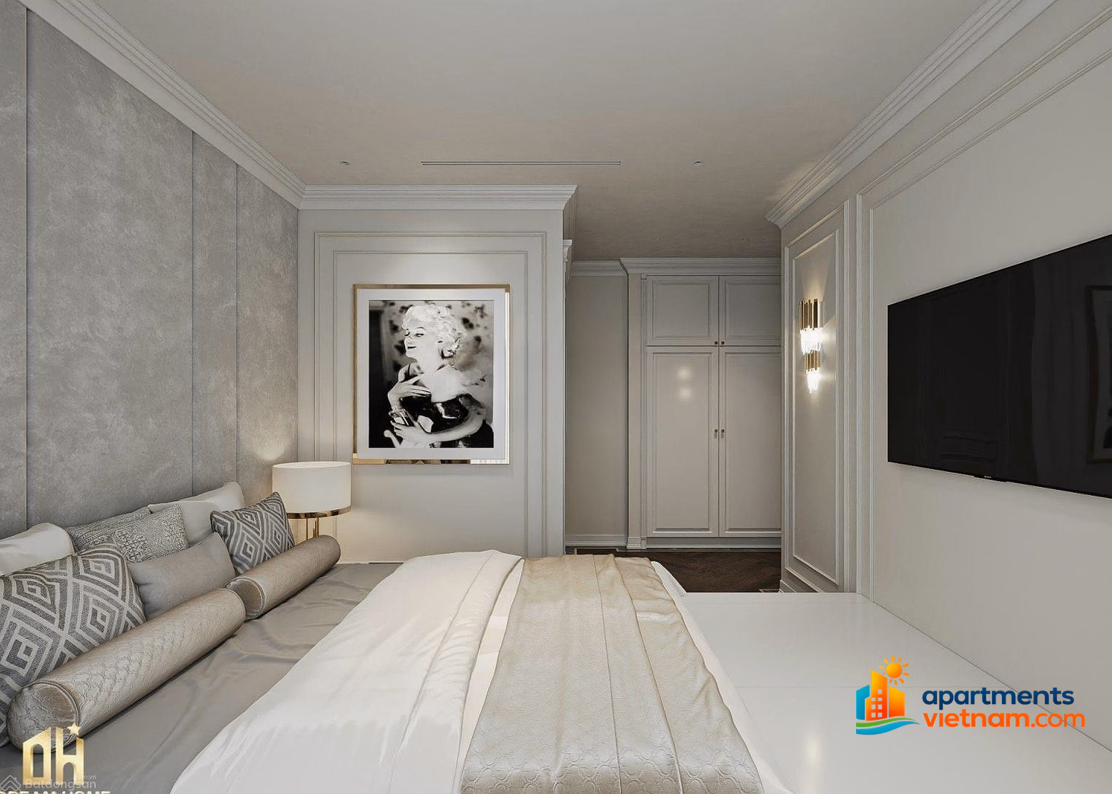 The owner offers to sell a Duplex apartment of 252m2, 5 bedrooms, full beautiful furniture, middle floor with west lake view at Han Jardin
