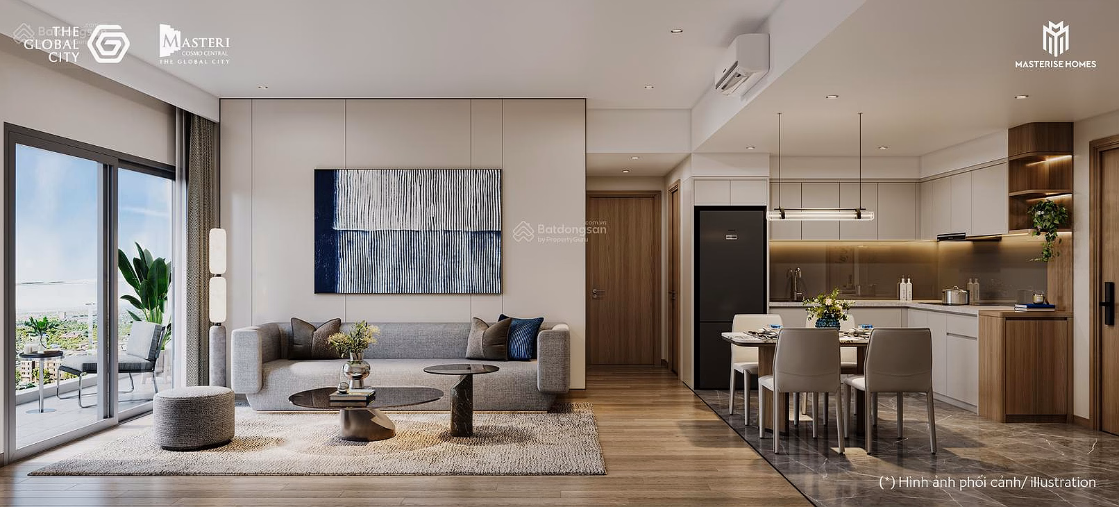 Diplomatic suite Masteri Cosmo Central - 2 bedrooms + 82m² - View of musical canal - price only 10 billion