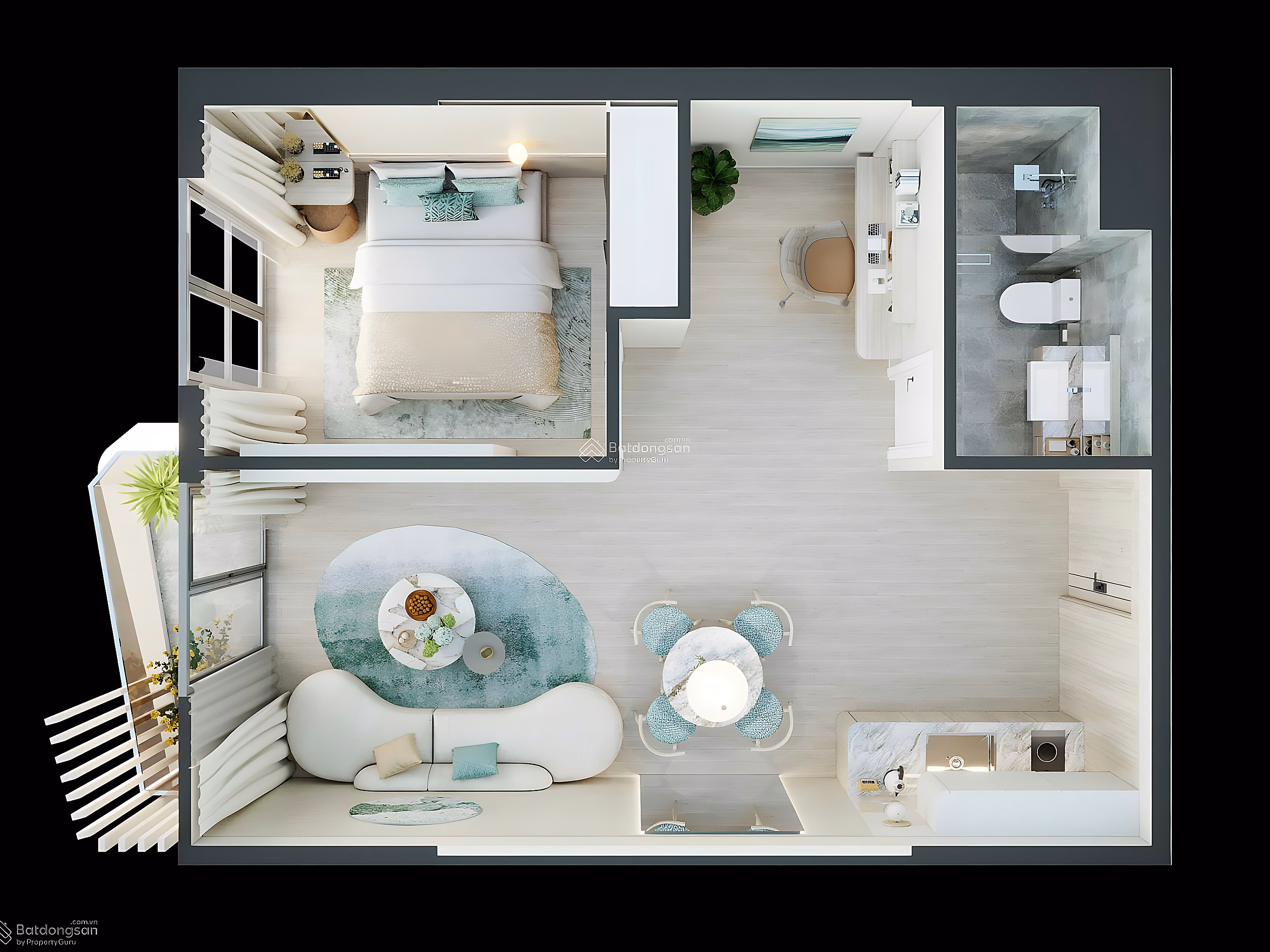 1 BEDROOM APARTMENT + MIDDLE FLOOR VIEW OF THE GREAT CITY, 44m2, SE DIRECTION RESORT STANDARD LIVING AT TRUONG BEACH | PHU QUOC