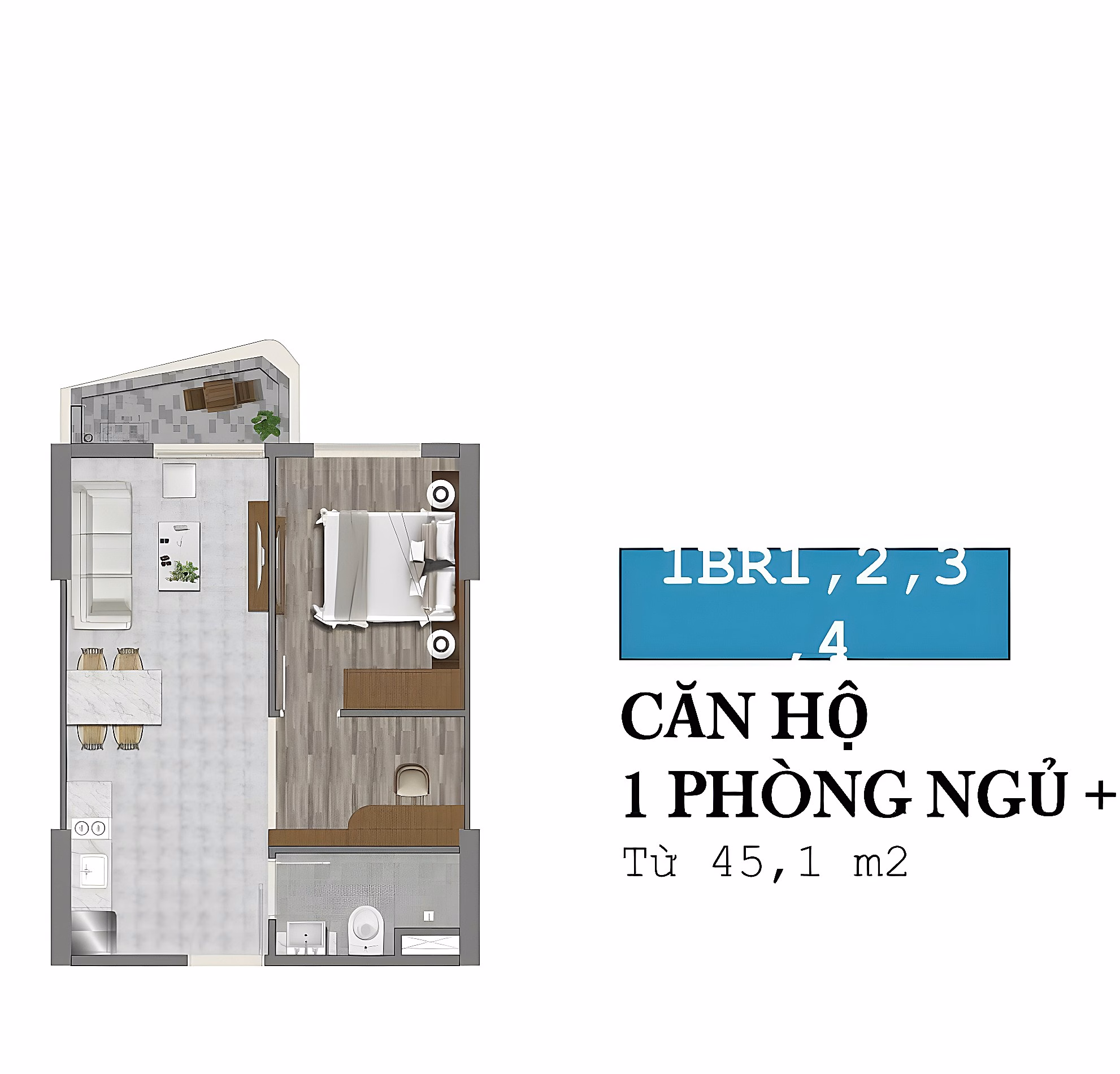 Owner needs to sell 1 bedroom apartment - 45m2 - 6th floor - building C, sea view of Truong Phu Quoc beach. Price 2.76 billion