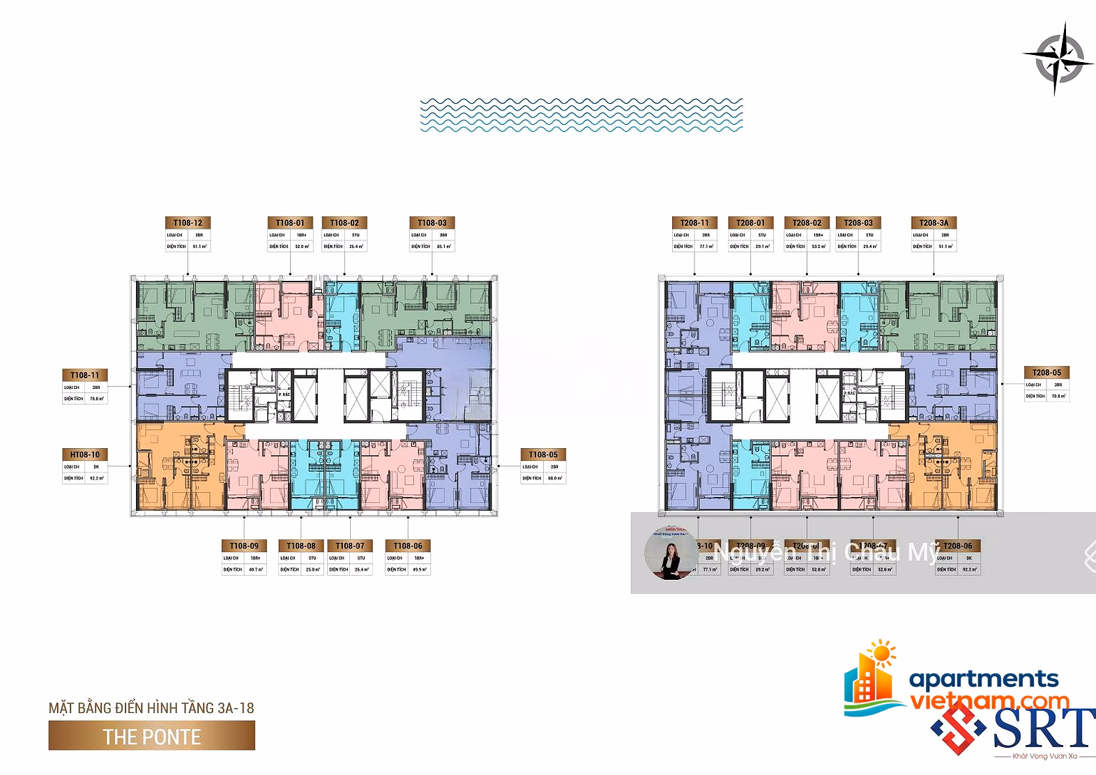 1 bedroom + 9th floor, peninsula sea view facing East - Building T1 - Sun Ponte - Ms Chau My