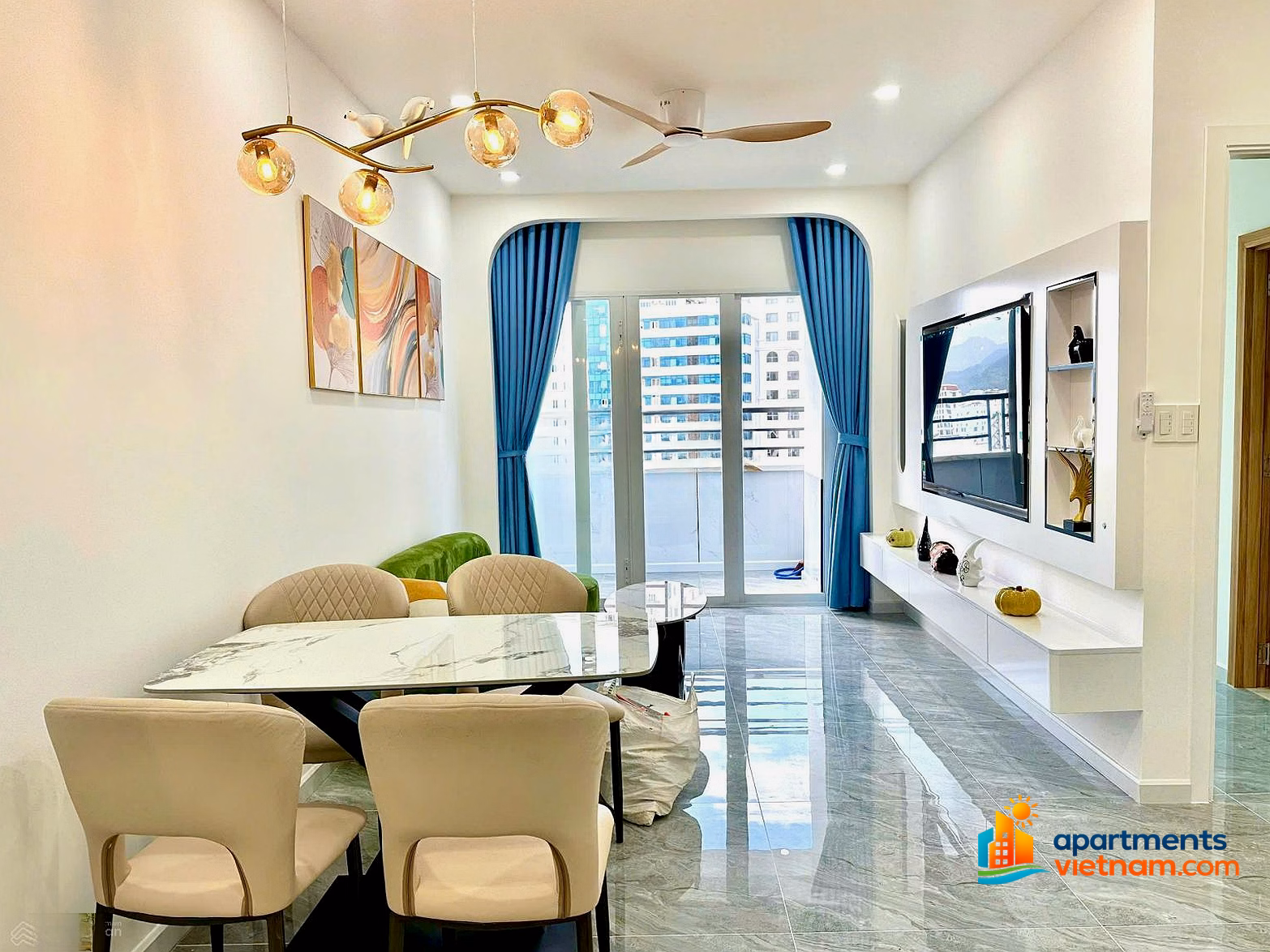 Shock reduction beach apartment area 59m2, 2 bedrooms 2 bathrooms, fully furnished only 3.68 billion Muong Thanh Vien Trieu