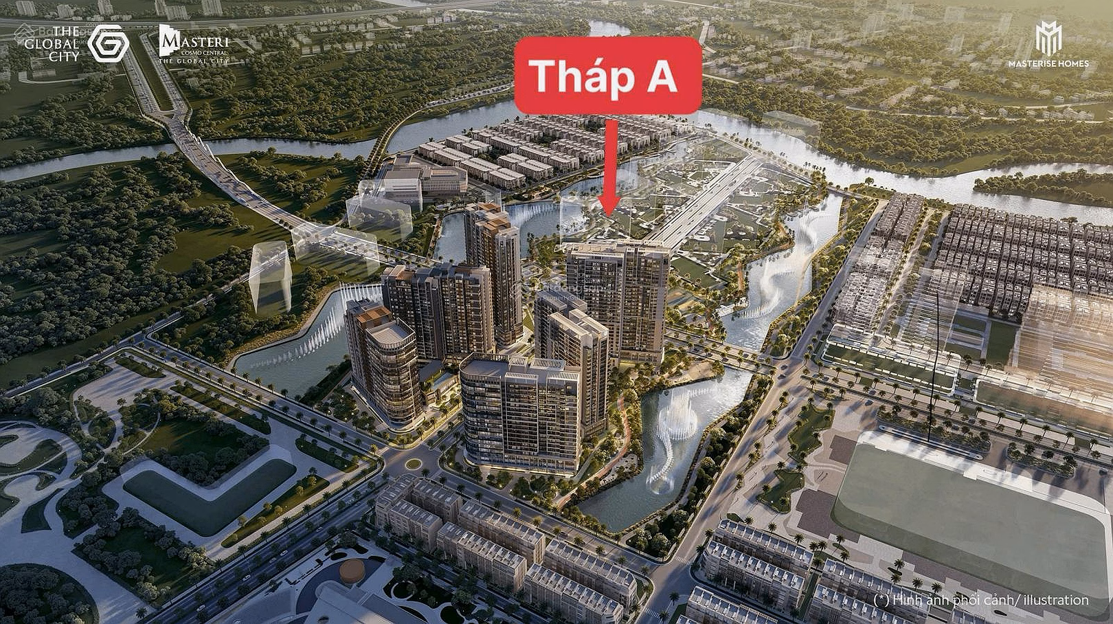 Open for sale of Tower A Masteri Cosmo Central - The most beautiful location of the Global City - Metro project at the foot of the house