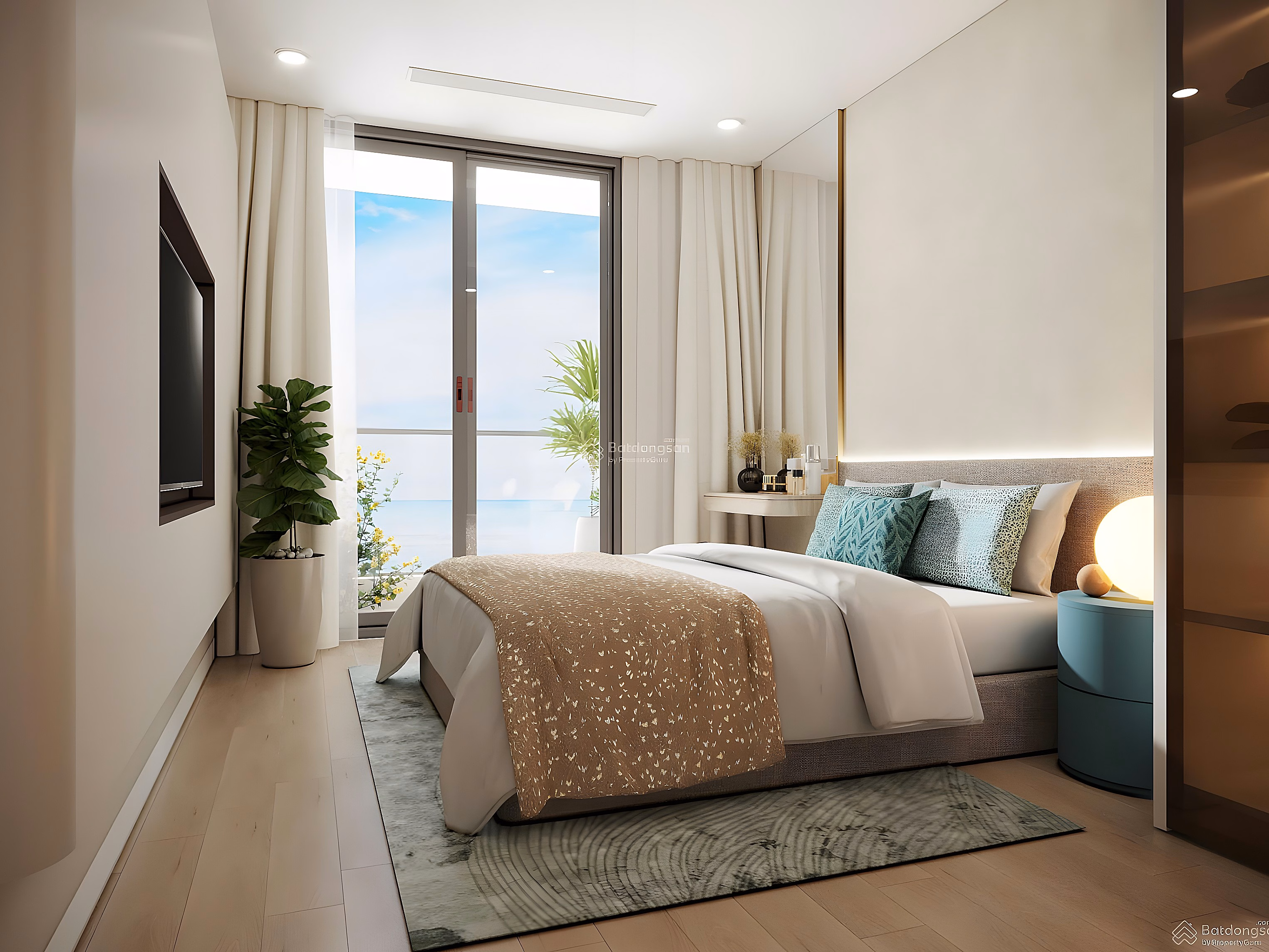 10TH FLOOR BEACH APARTMENT, 2BR1, 5-STAR RESORT STANDARD IN PHU QUOC, 53m2, SOUTHEAST FACING, MILLION DOLLAR VIEW