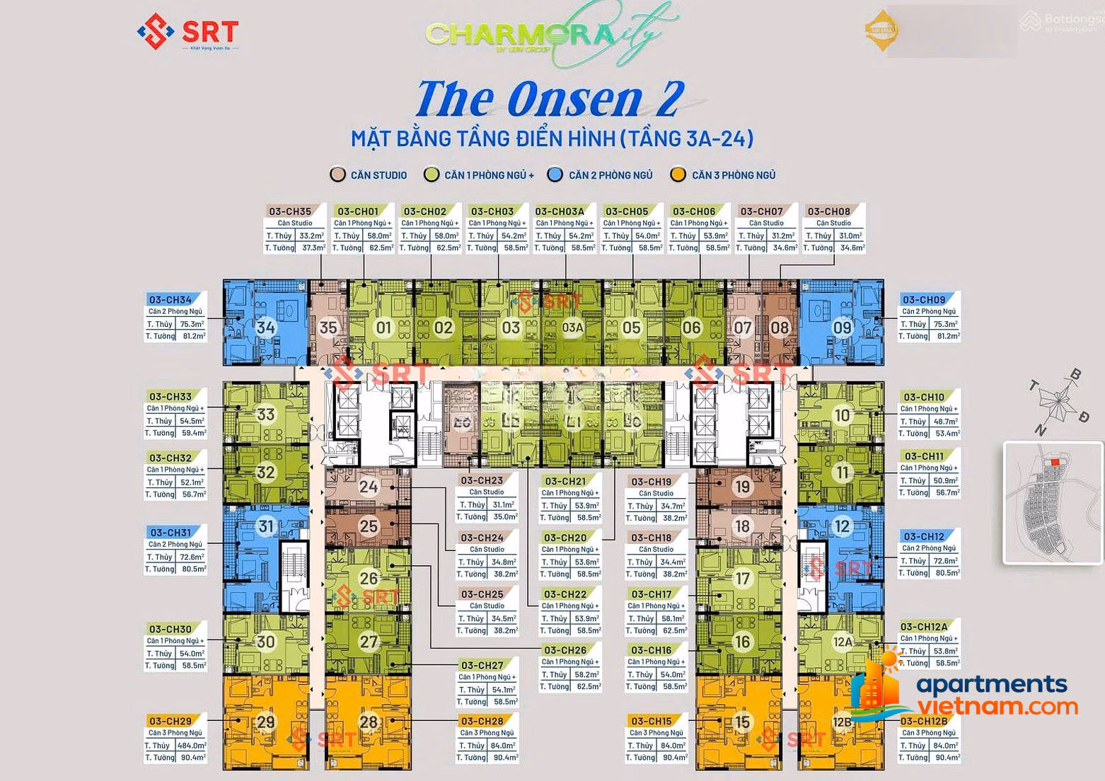 Here is the most beautiful apartment number and original price from SunGroup - Apartment O2.2222 - O2 building - Charmora City Nha Trang