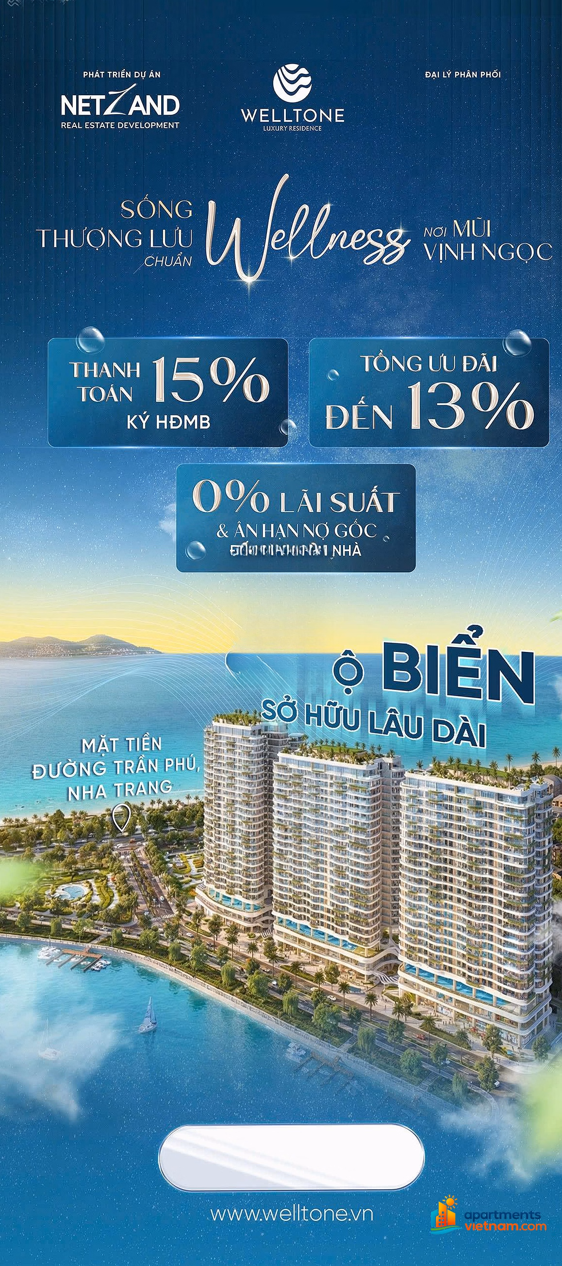 Super hot! Welltone beach apartment has a rare location - Long-term ownership in Nha Trang
