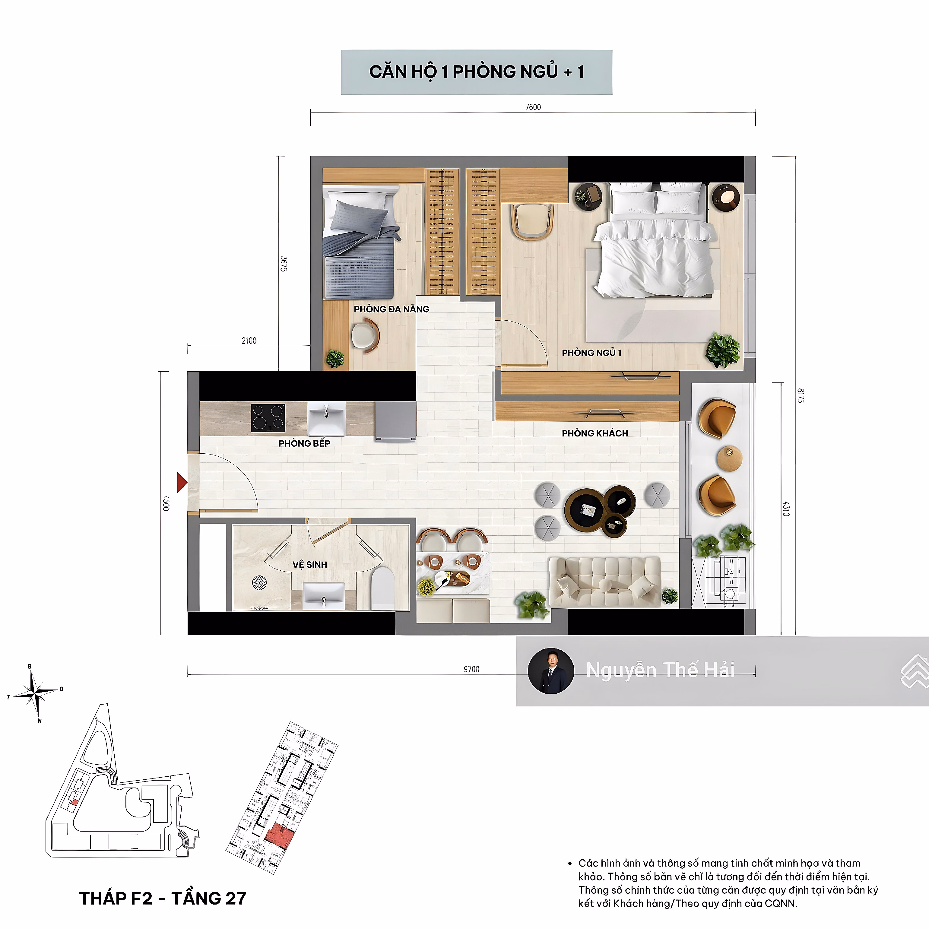 1 bedroom+ apartment, price 8.7 billion, area 54m2, middle floor, view of internal amenities, Sun Feliza Cau Giay building
