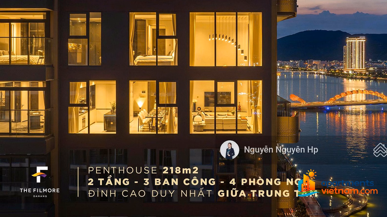 Penthouse The Filmore Da Nang - 218.8m2 - direct view of Han River, sea, fireworks - original price CDT
