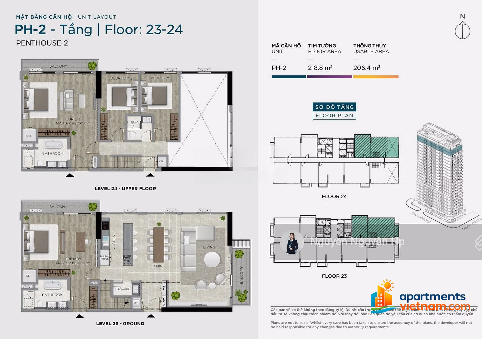 Penthouse The Filmore Da Nang - 218.8m2 - direct view of Han River, sea, fireworks - original price CDT