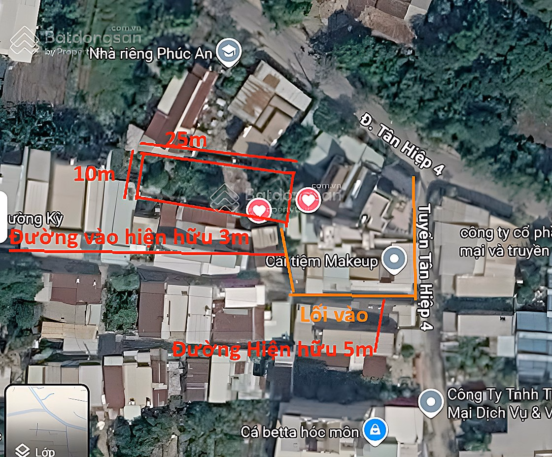 Cheap land for garden house for sale at Tan Hiep 4, Hoc Mon, 250m2 (10m wide, 25m long)