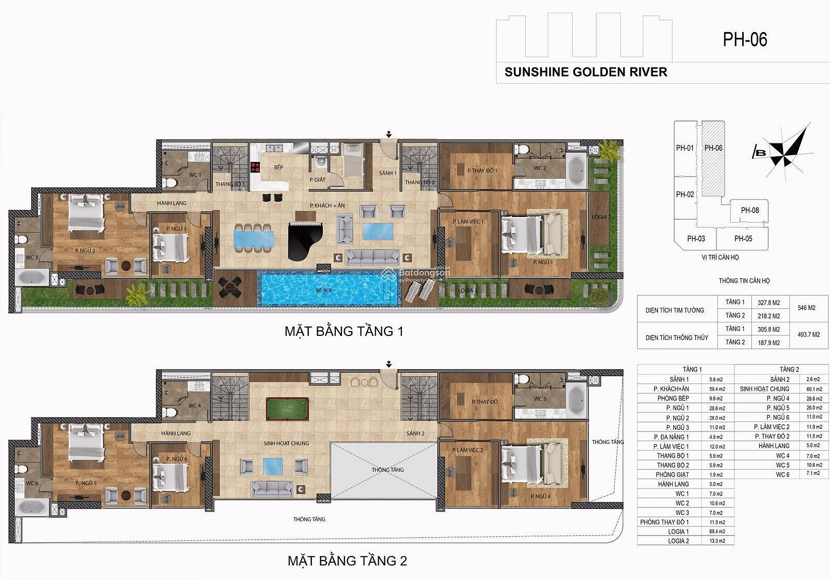 Selling the most beautiful duplex apartment at Sunshine Golden River building, 495m2, beautiful view, many amenities