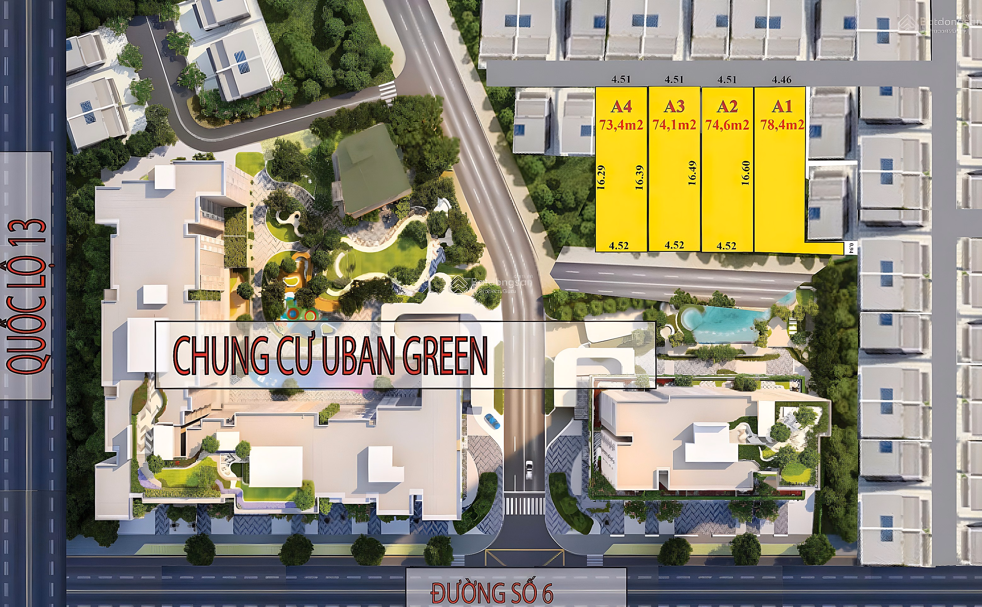 Lot of land 74m2 - 75 million/m2 near Van Phuc City, HXH, separate pink book - only 5 minutes from Binh Loi bridge