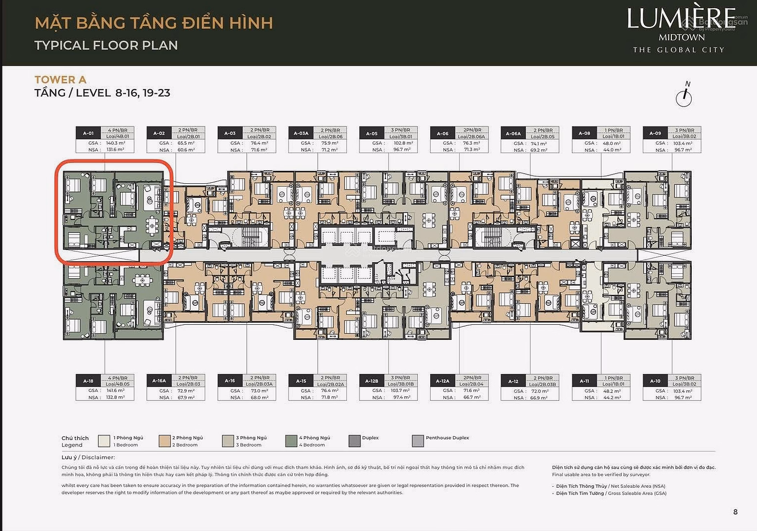 Lumiere Midtown 4 bedrooms for sale, unit code A-0X-01, water music view, price 25.4 billion