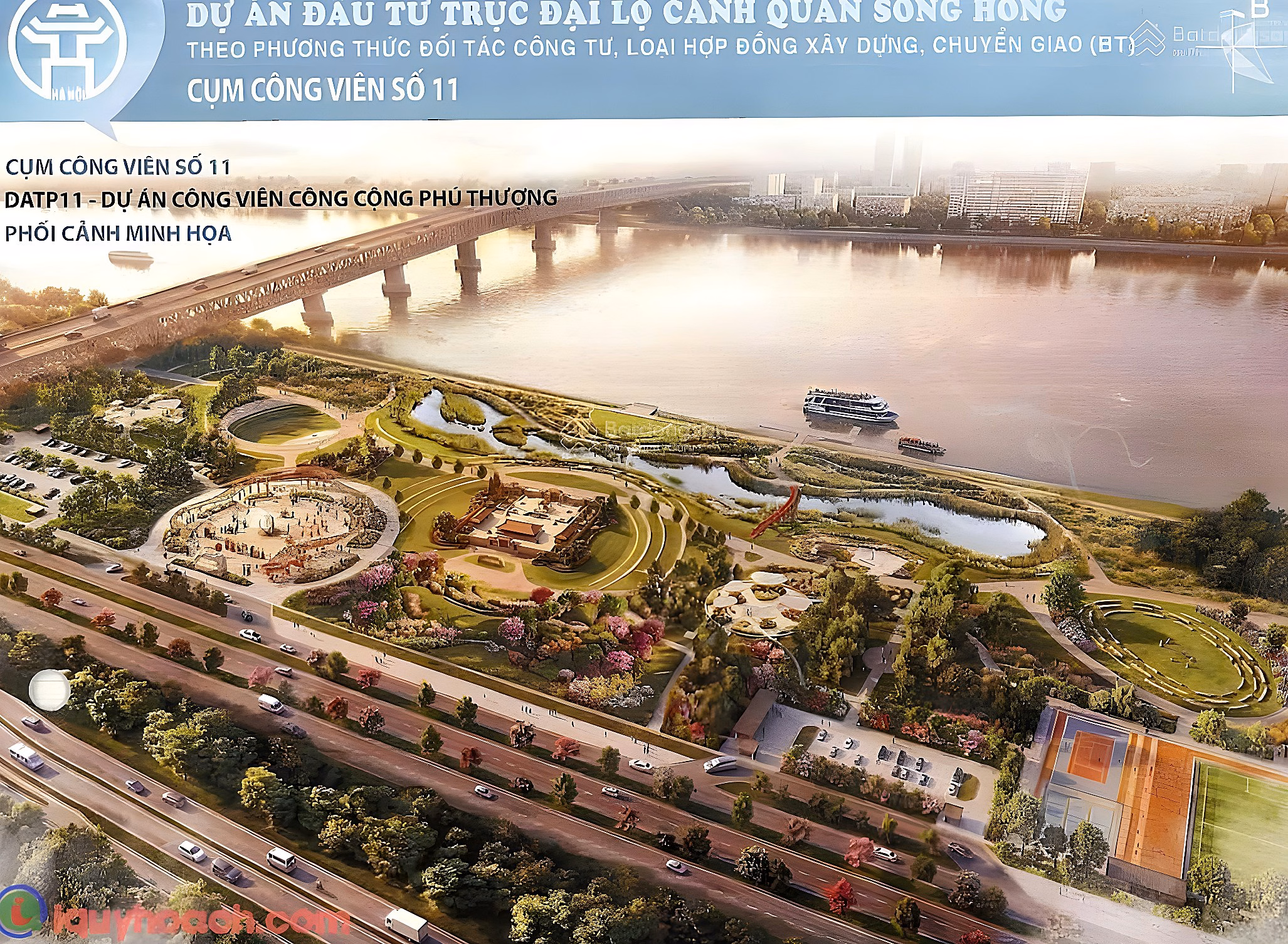 Tay Ho Riverview corner apartment 91.97m2 Panorama view of the Red River, ideal bookcase space